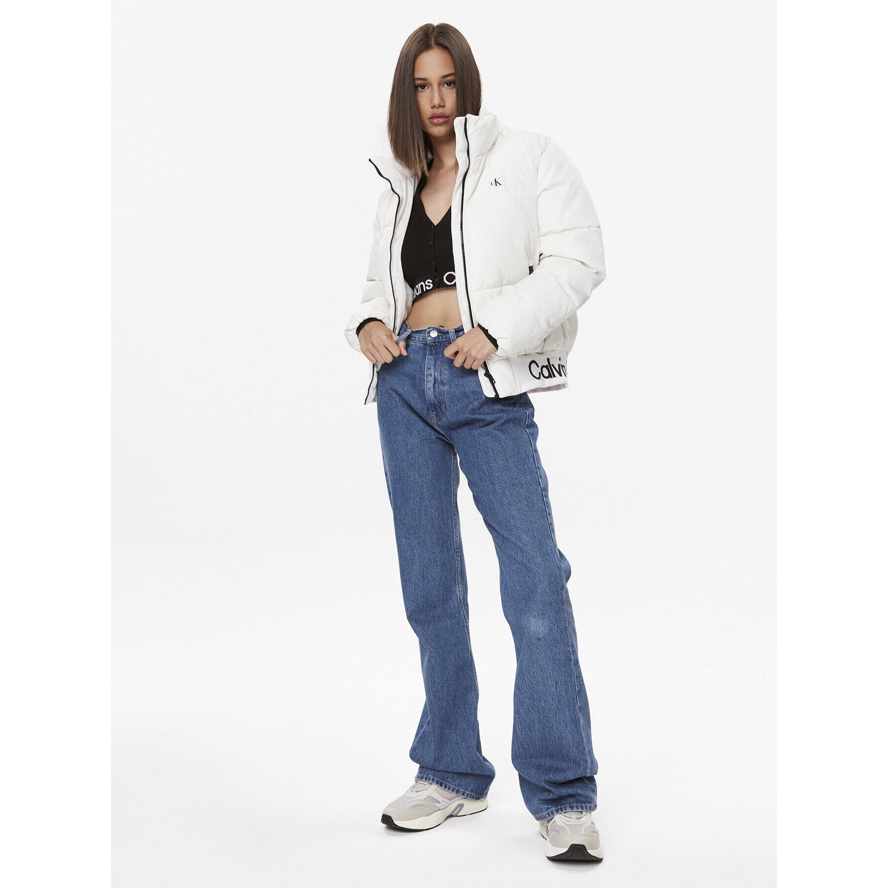 Calvin Klein Jeans Пухено яке J20J222334 Бял Relaxed Fit - Pepit.bg