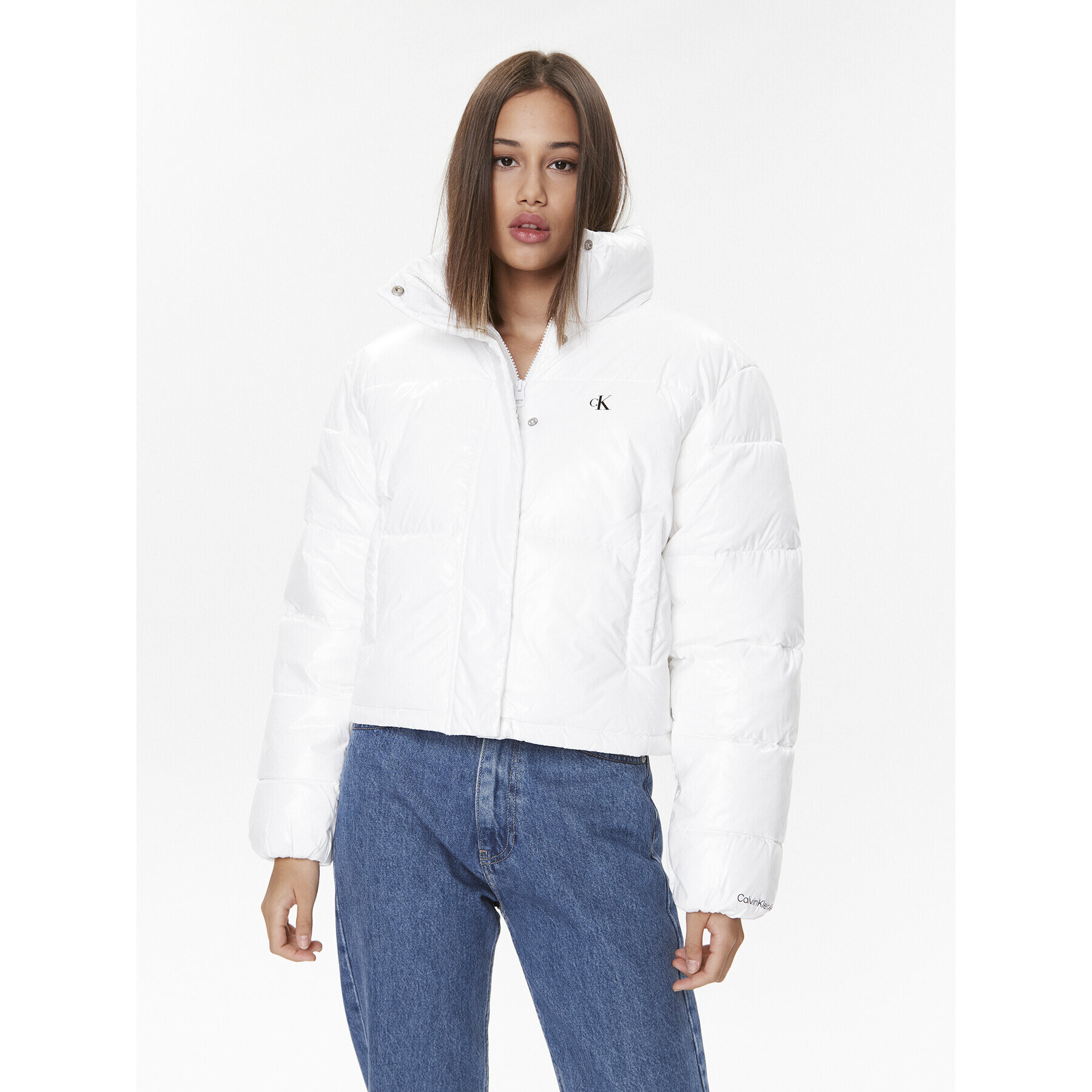 Calvin Klein Jeans Пухено яке J20J222710 Бял Regular Fit - Pepit.bg