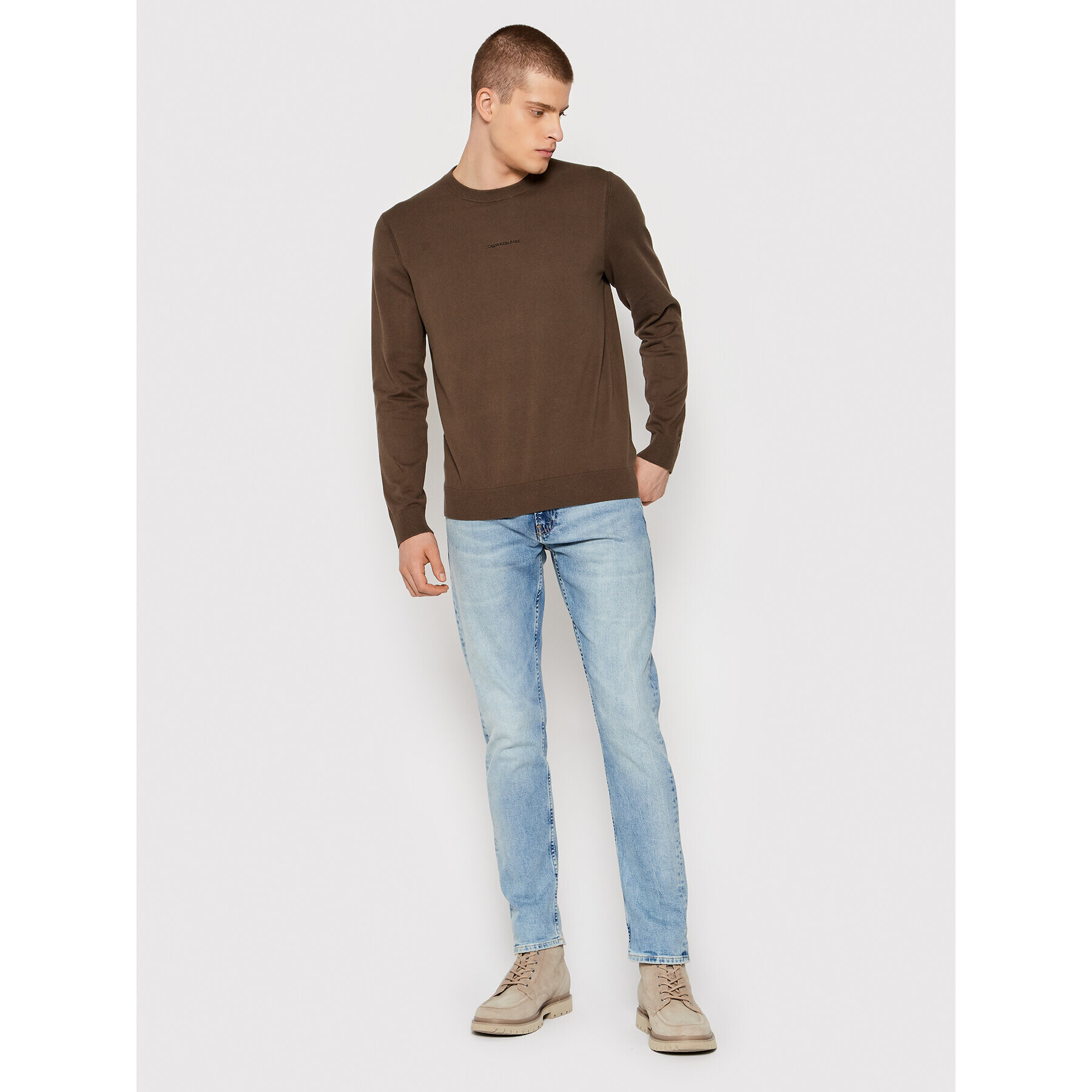 Calvin Klein Jeans Пуловер Essentials J30J318232 Зелен Regular Fit - Pepit.bg