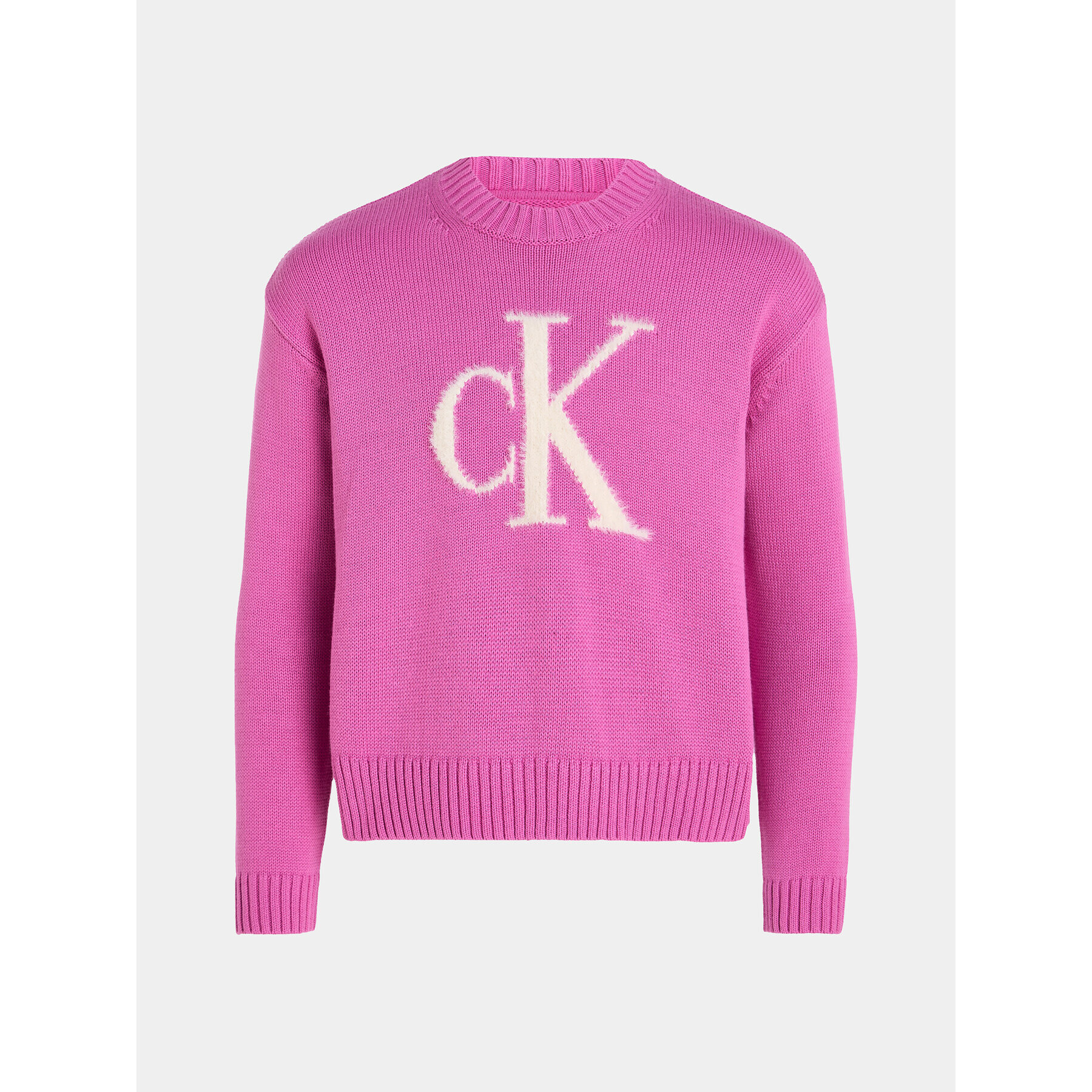 Calvin Klein Jeans Пуловер Fluffy Monogram IG0IG02220 Розов Regular Fit - Pepit.bg