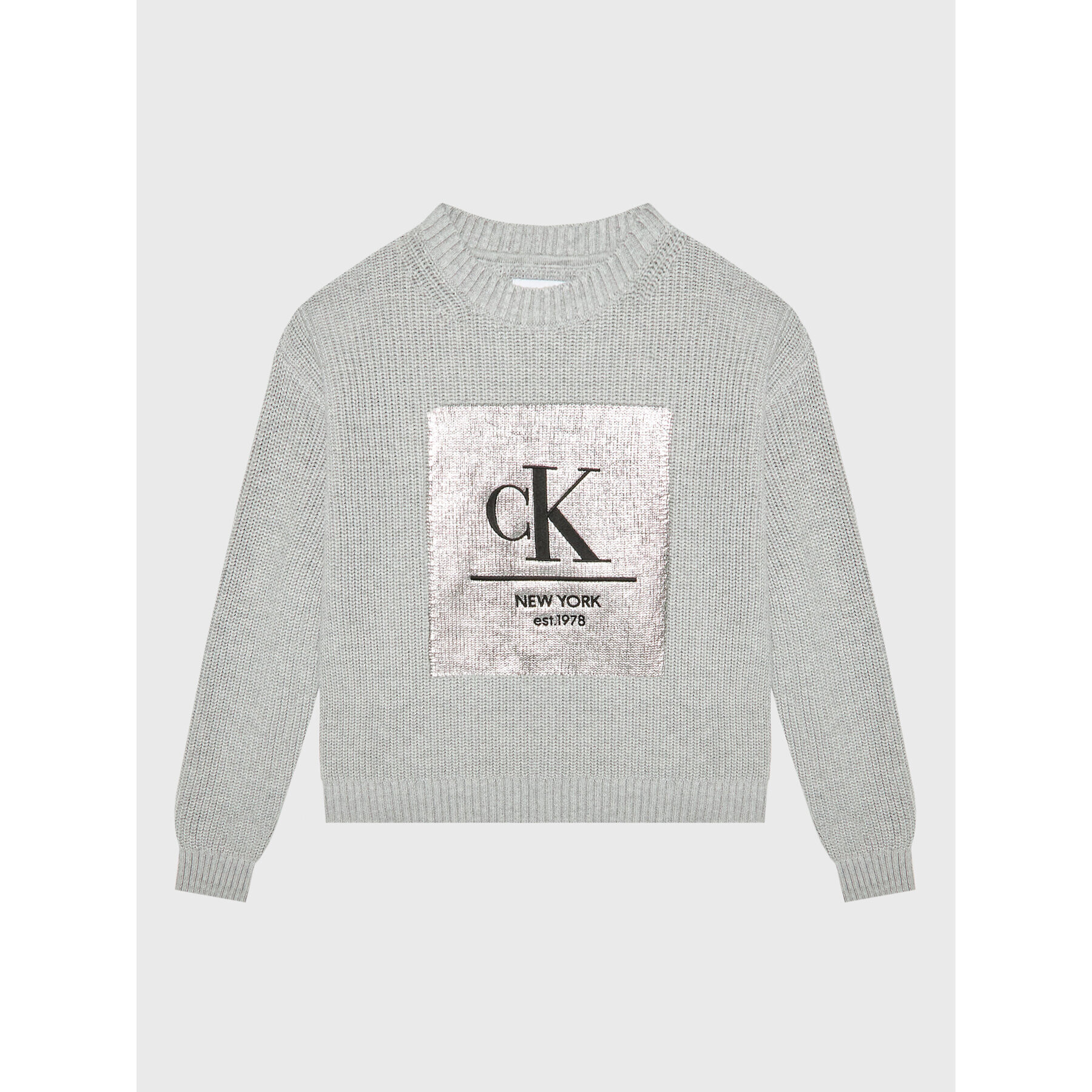 Calvin Klein Jeans Пуловер IG0IG01810 Сив Regular Fit - Pepit.bg