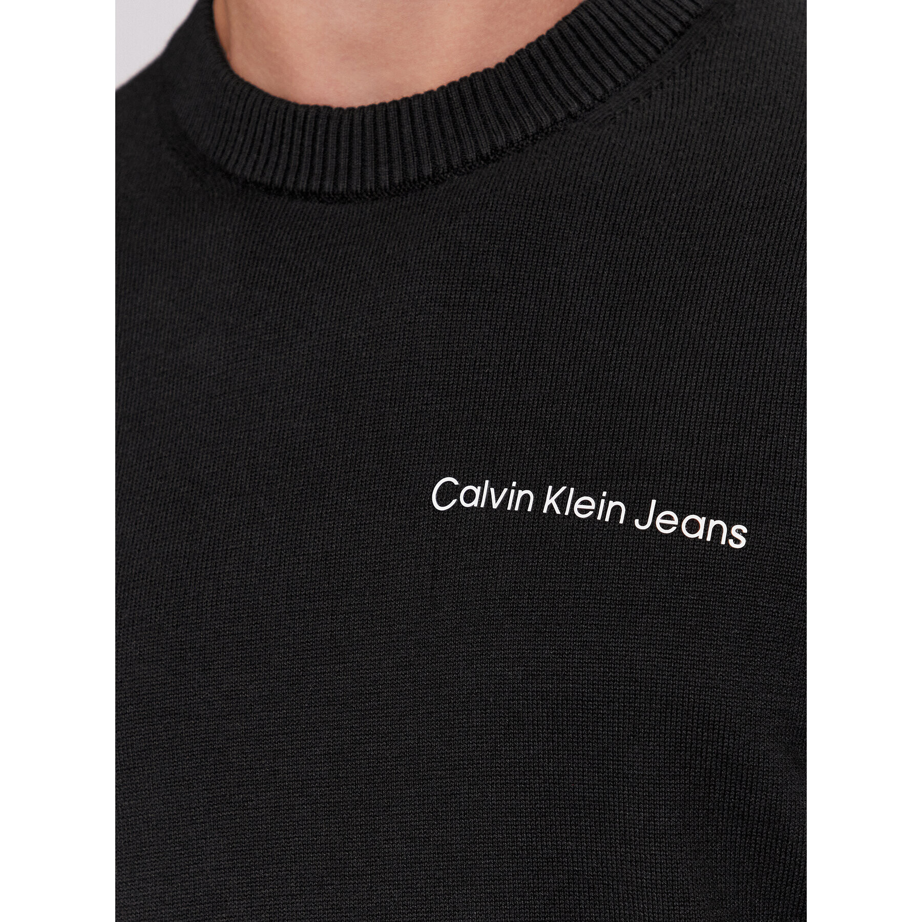 Calvin Klein Jeans Пуловер Institutional Essential J30J324974 Черен Regular Fit - Pepit.bg