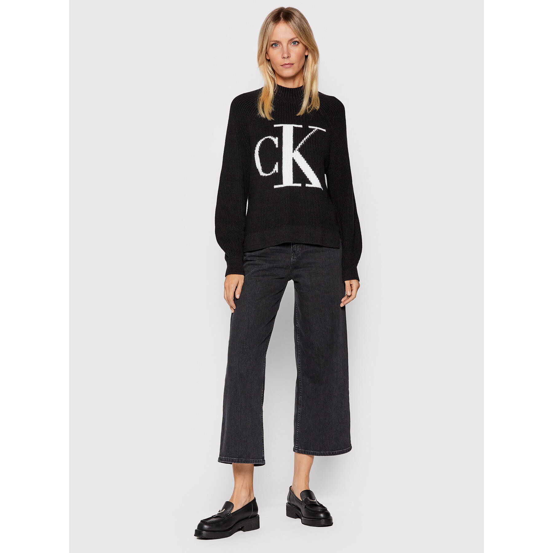 Calvin Klein Jeans Пуловер J20J216595 Черен Relaxed Fit - Pepit.bg