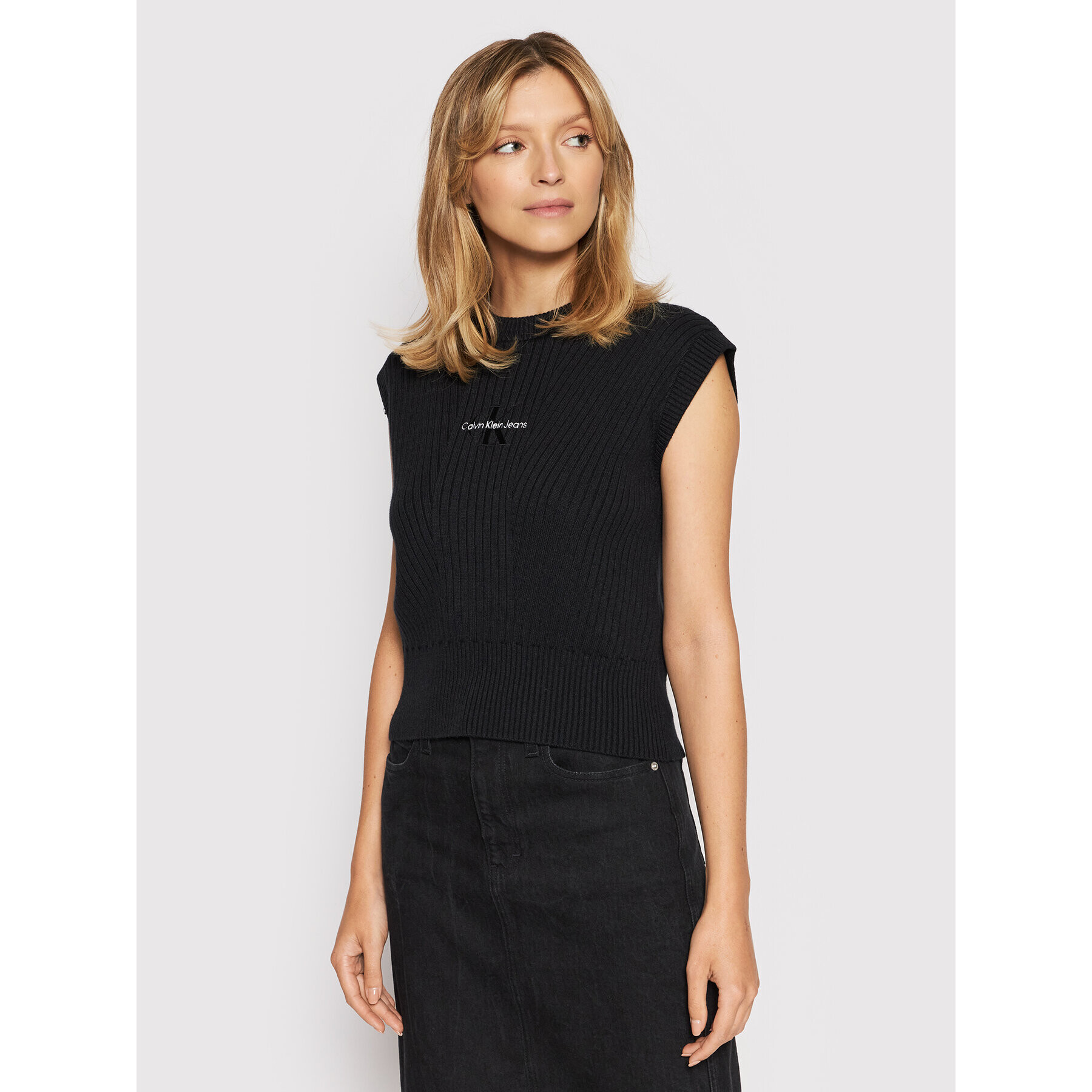 Calvin Klein Jeans Пуловер J20J217936 Черен Regular Fir - Pepit.bg