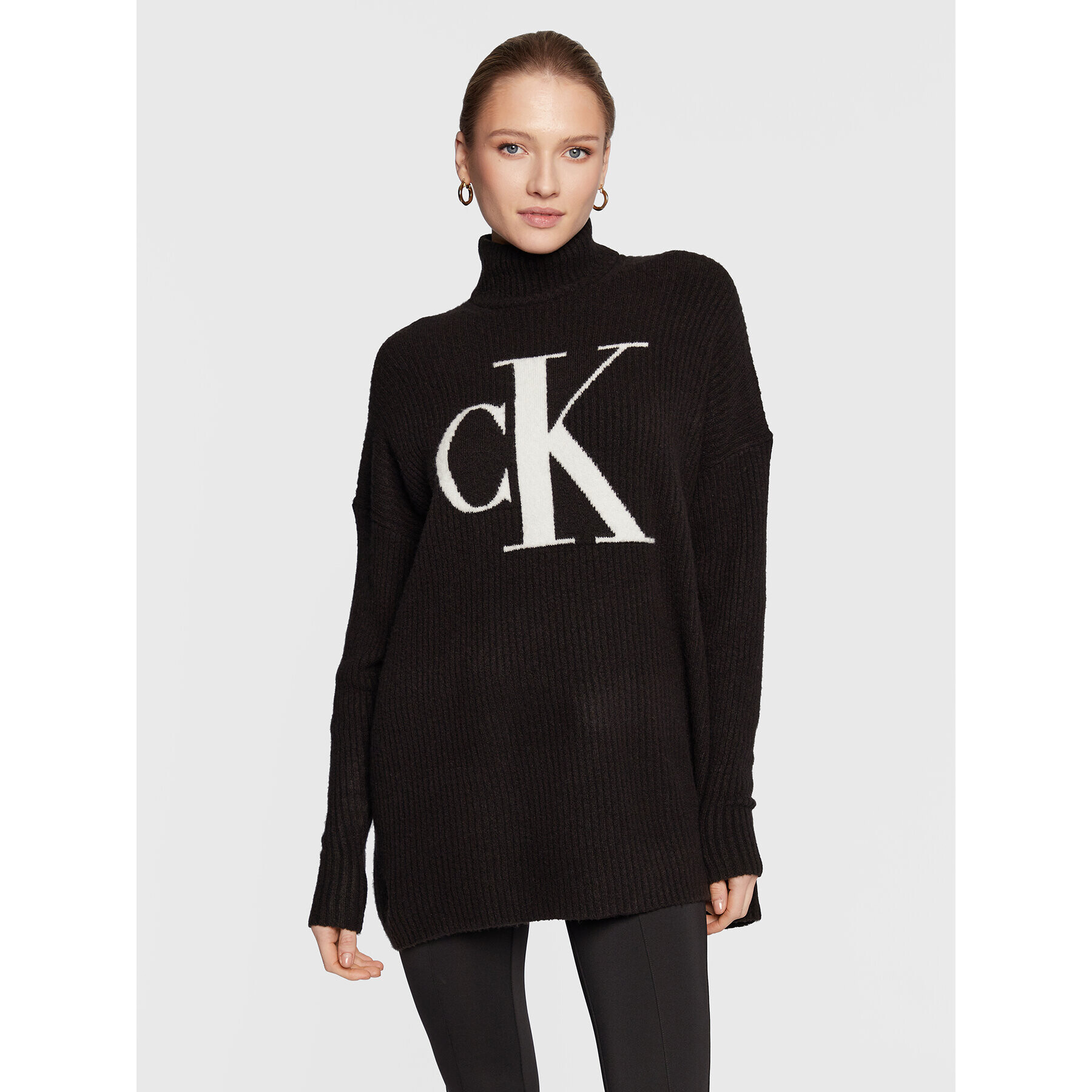 Calvin Klein Jeans Пуловер J20J220440 Черен Oversize - Pepit.bg