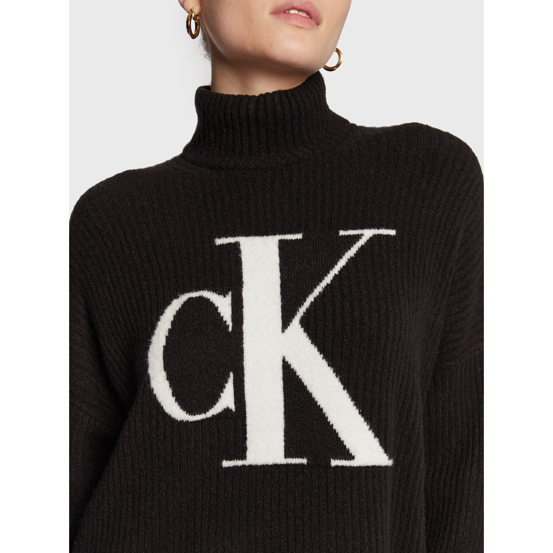 Calvin Klein Jeans Пуловер J20J220440 Черен Oversize - Pepit.bg