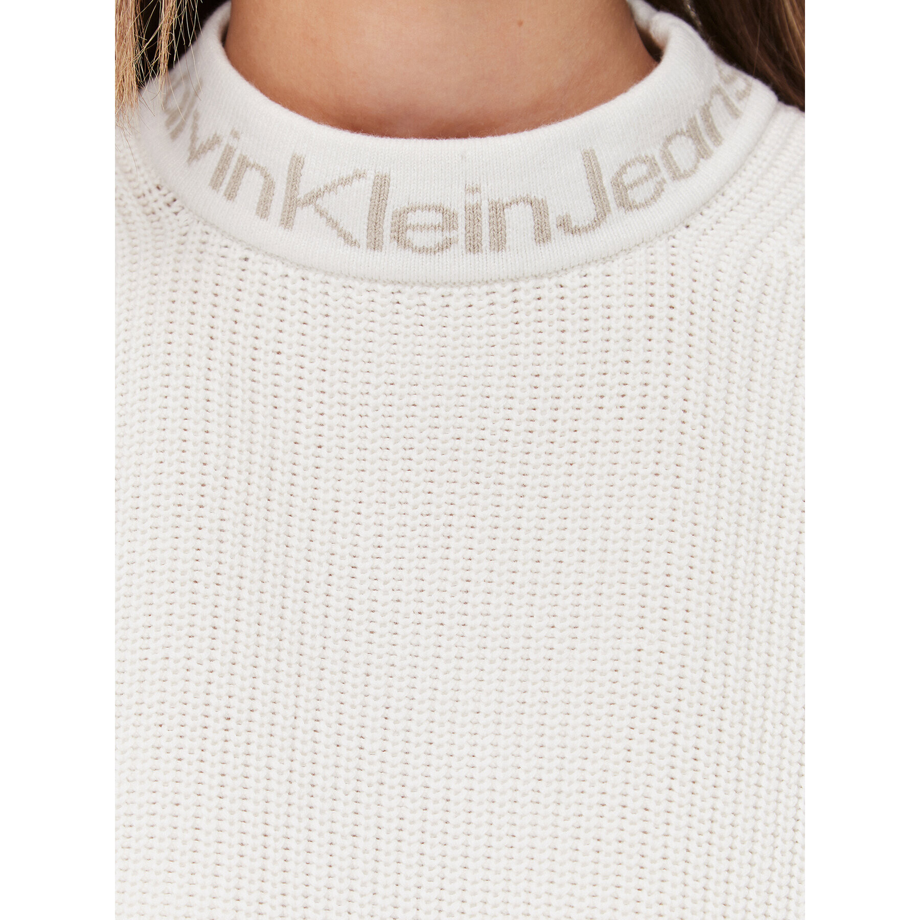 Calvin Klein Jeans Пуловер J20J222255 Екрю Relaxed Fit - Pepit.bg