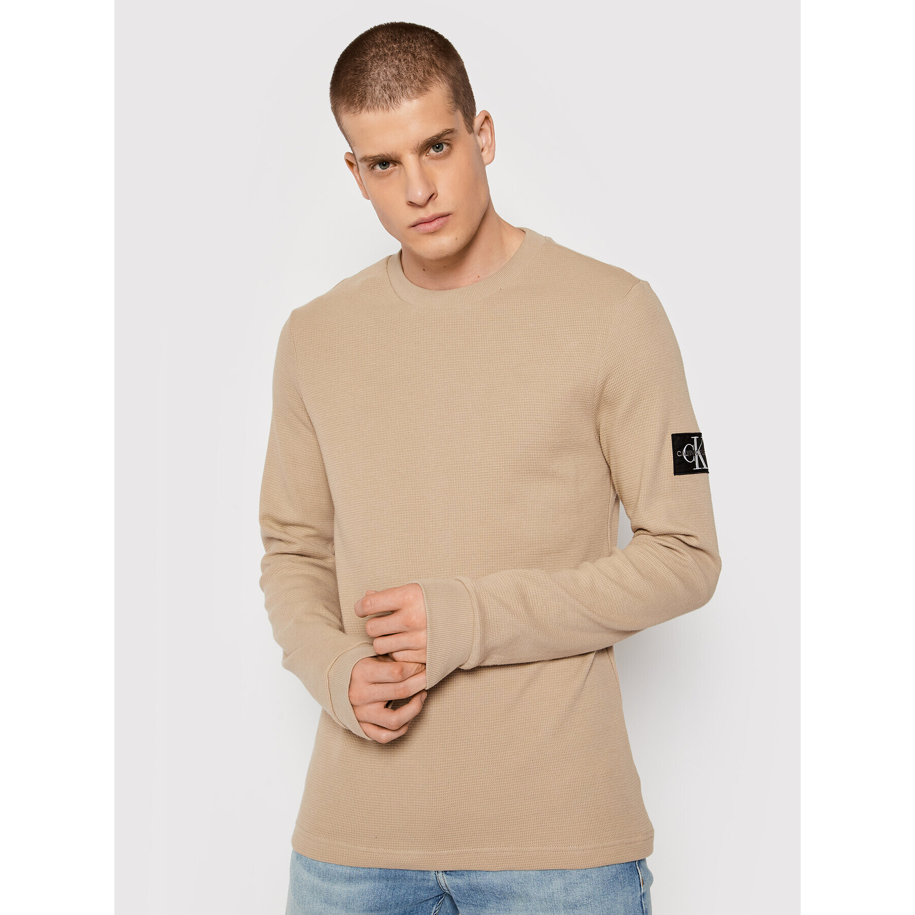 Calvin Klein Jeans Пуловер J30J316610 Бежов Regular Fit - Pepit.bg