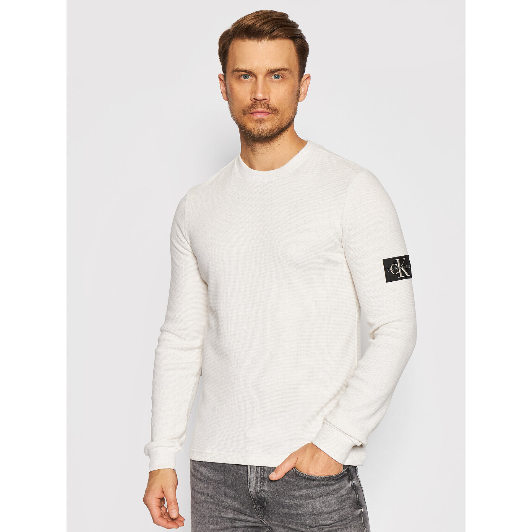 Calvin Klein Jeans Пуловер J30J316610 Бежов Regular Fit - Pepit.bg