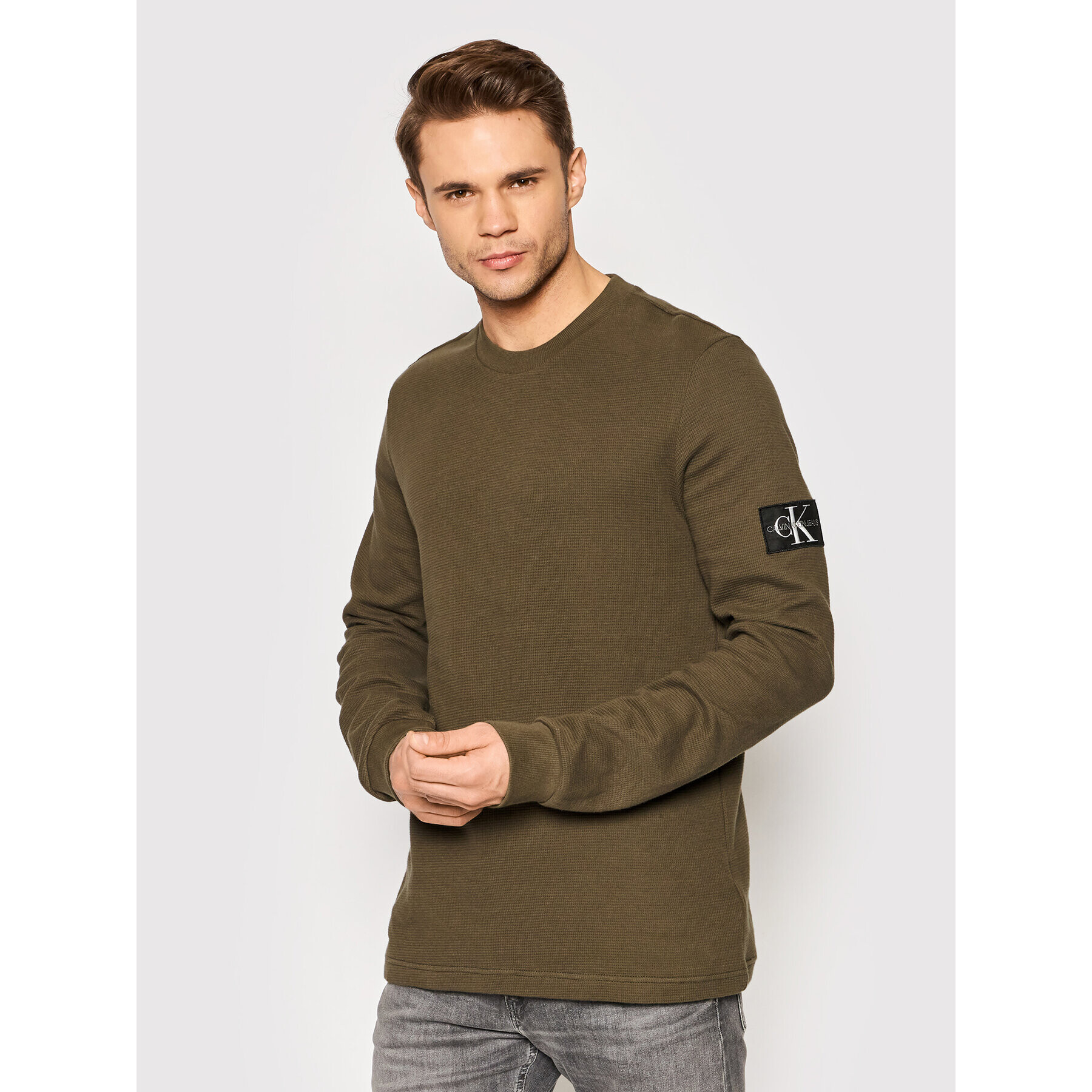 Calvin Klein Jeans Пуловер J30J316610 Зелен Regular Fit - Pepit.bg