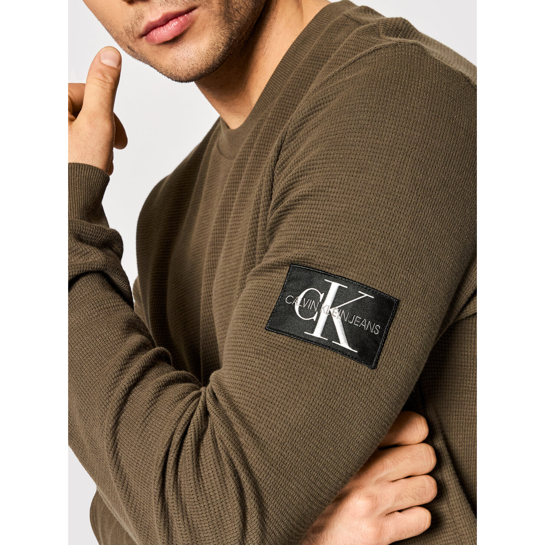 Calvin Klein Jeans Пуловер J30J316610 Зелен Regular Fit - Pepit.bg