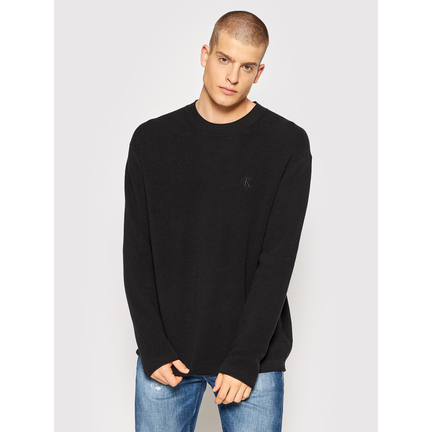 Calvin Klein Jeans Пуловер J30J318184 Черен Regular Fit - Pepit.bg