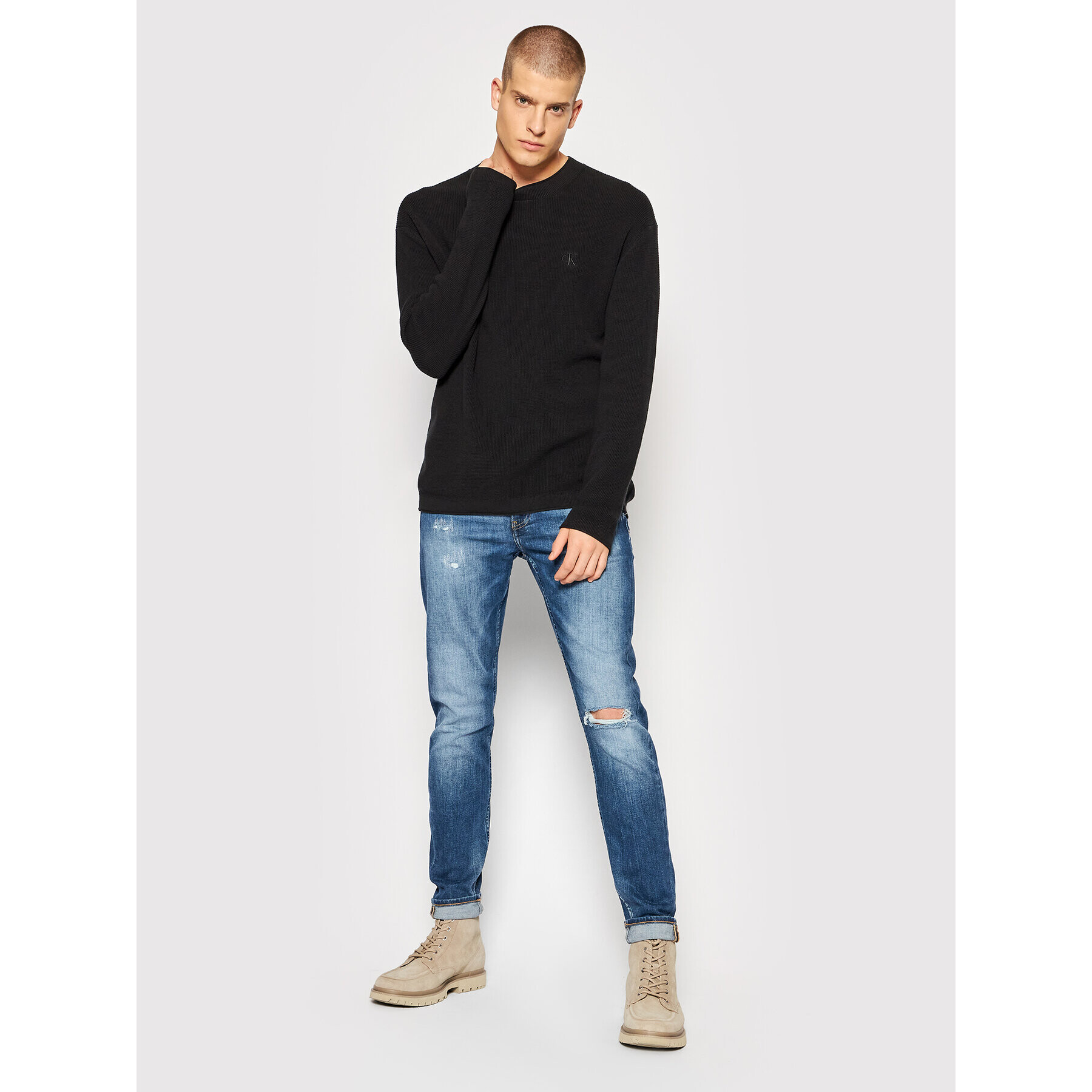 Calvin Klein Jeans Пуловер J30J318184 Черен Regular Fit - Pepit.bg