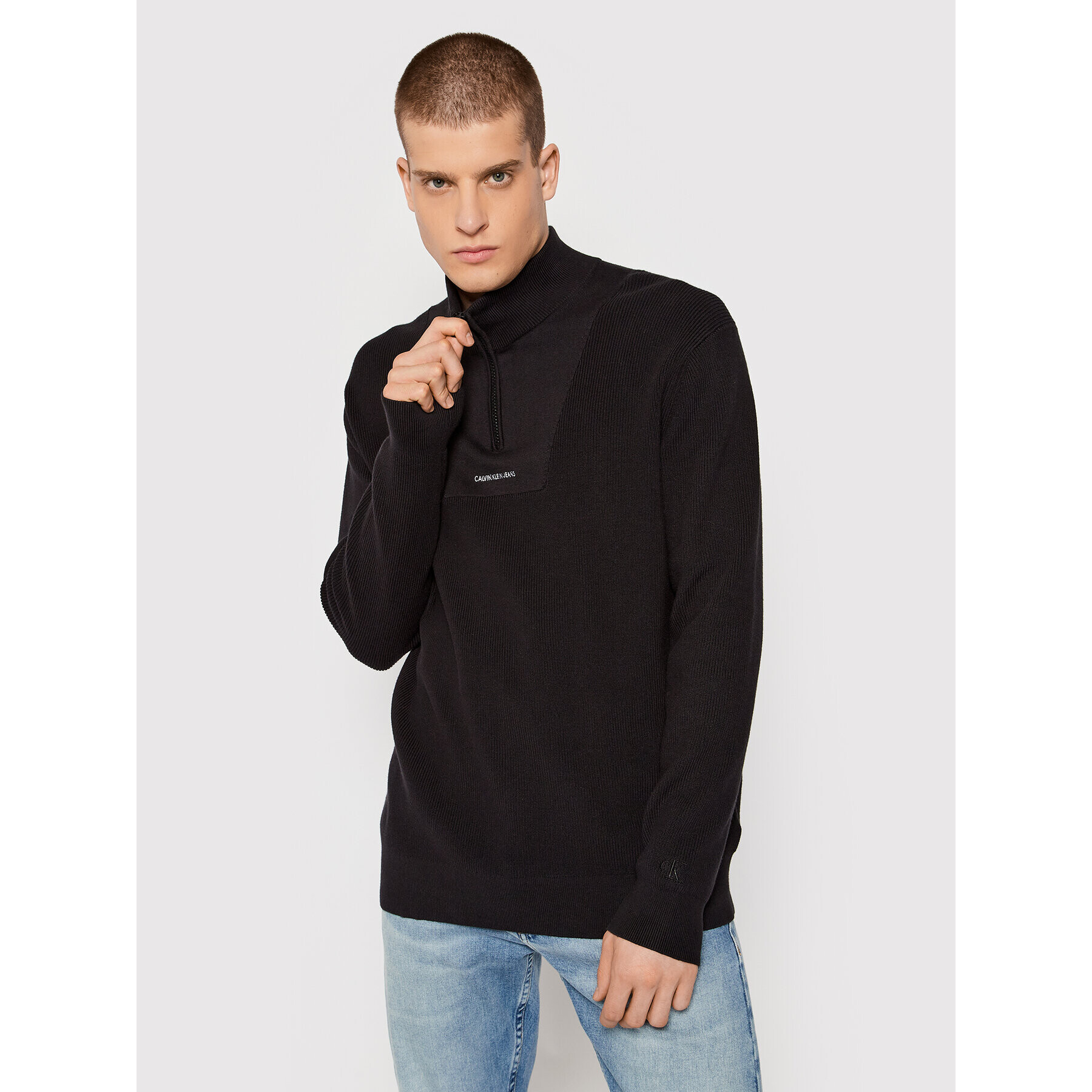 Calvin Klein Jeans Пуловер J30J318611 Черен Regular Fit - Pepit.bg