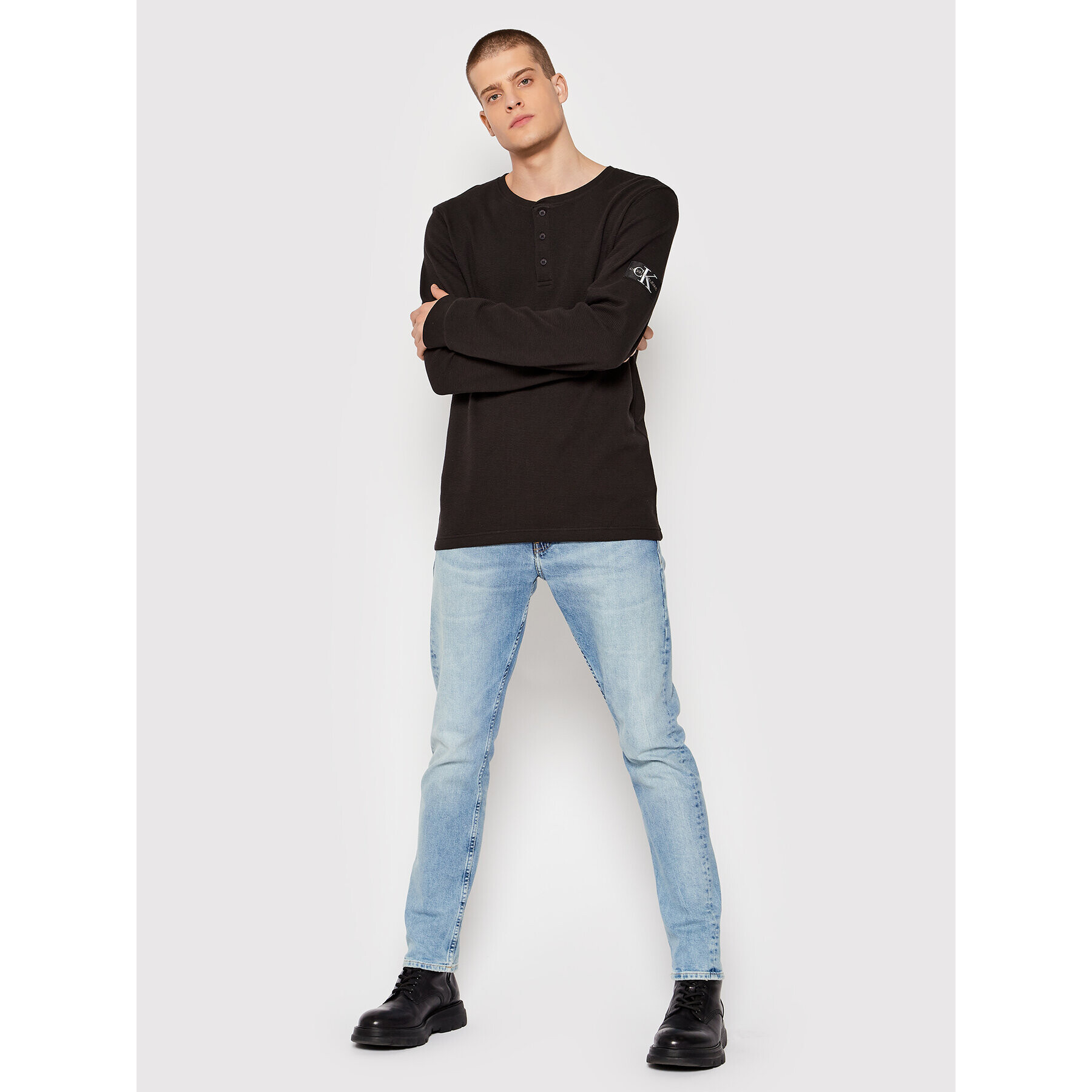 Calvin Klein Jeans Пуловер J30J318645 Черен Regular Fit - Pepit.bg