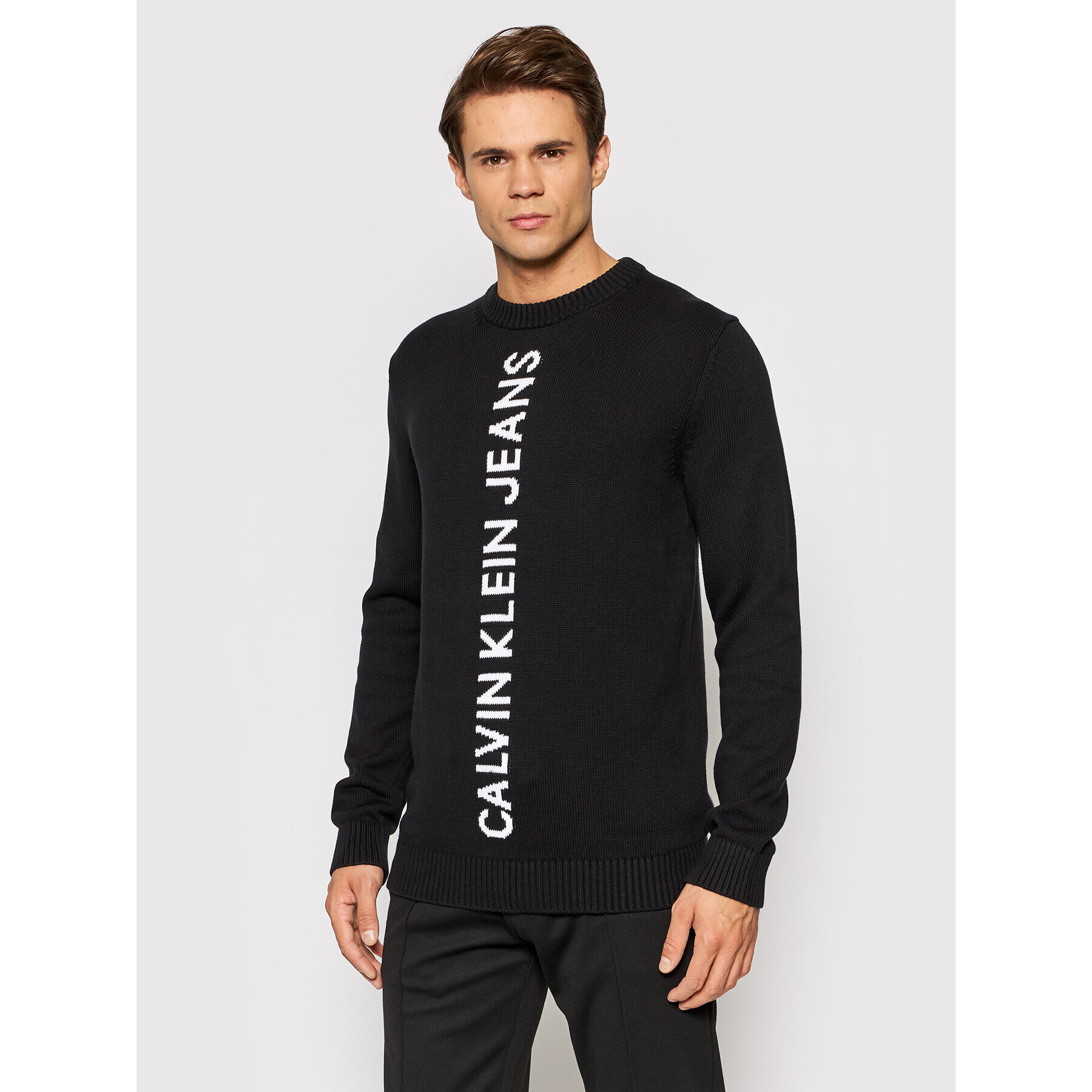 Calvin Klein Jeans Пуловер J30J319590 Черен Regular Fit - Pepit.bg