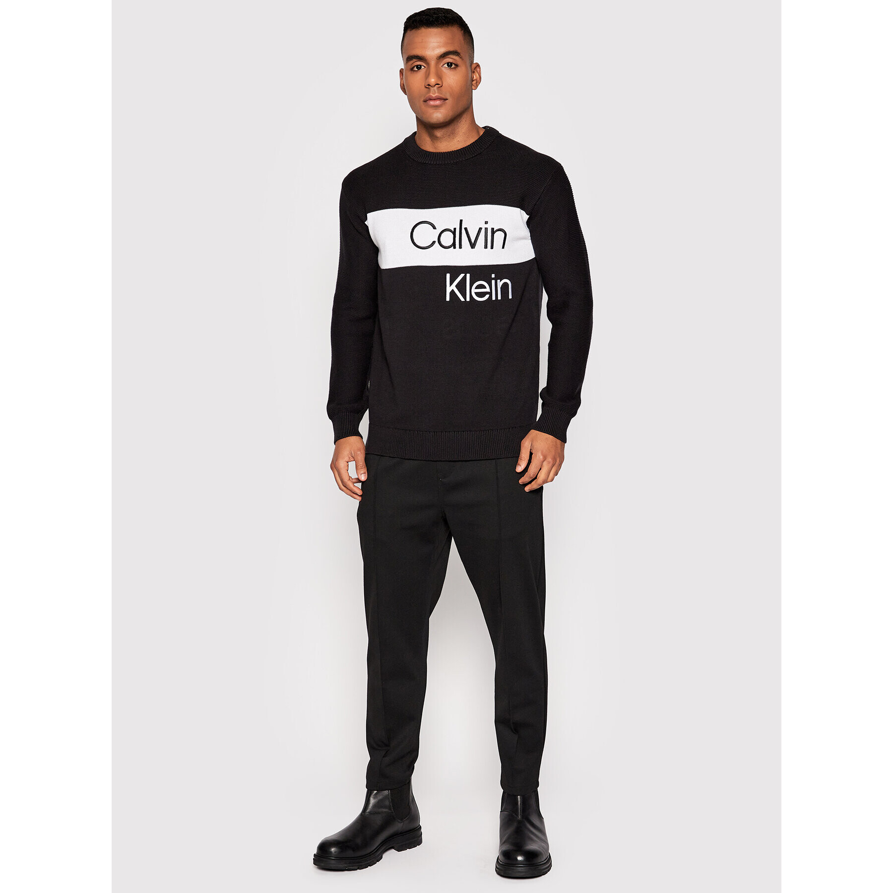 Calvin Klein Jeans Пуловер J30J321579 Черен Regular Fit - Pepit.bg