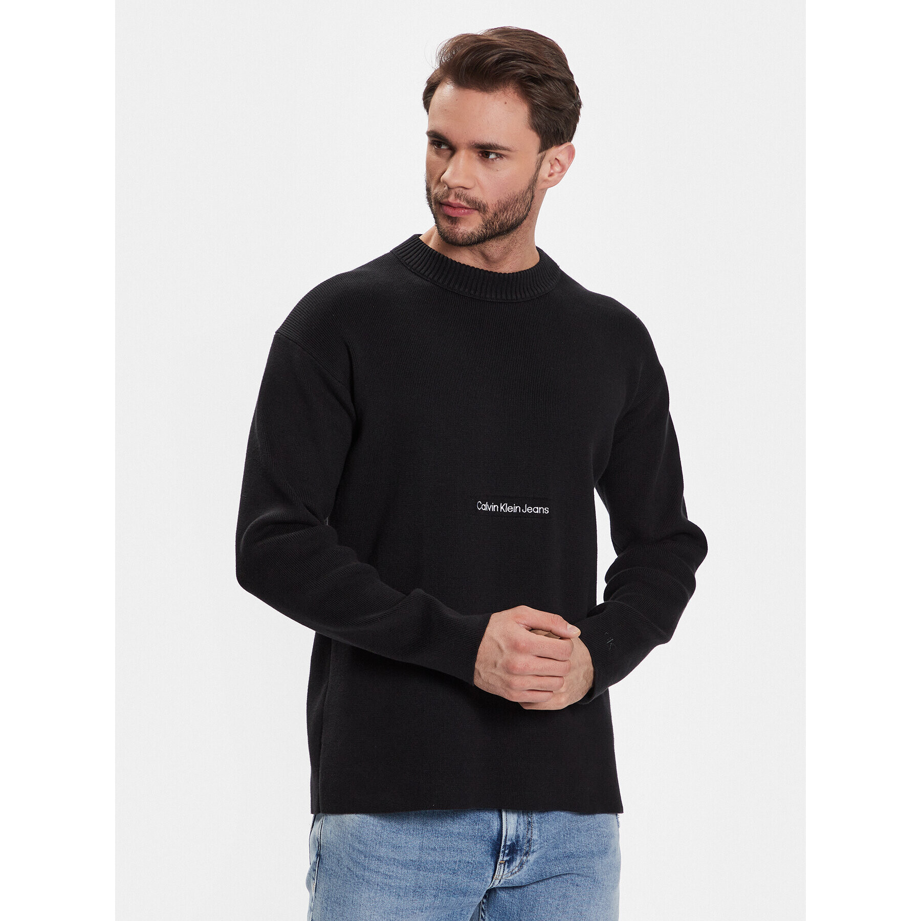 Calvin Klein Jeans Пуловер J30J322859 Черен Regular Fit - Pepit.bg
