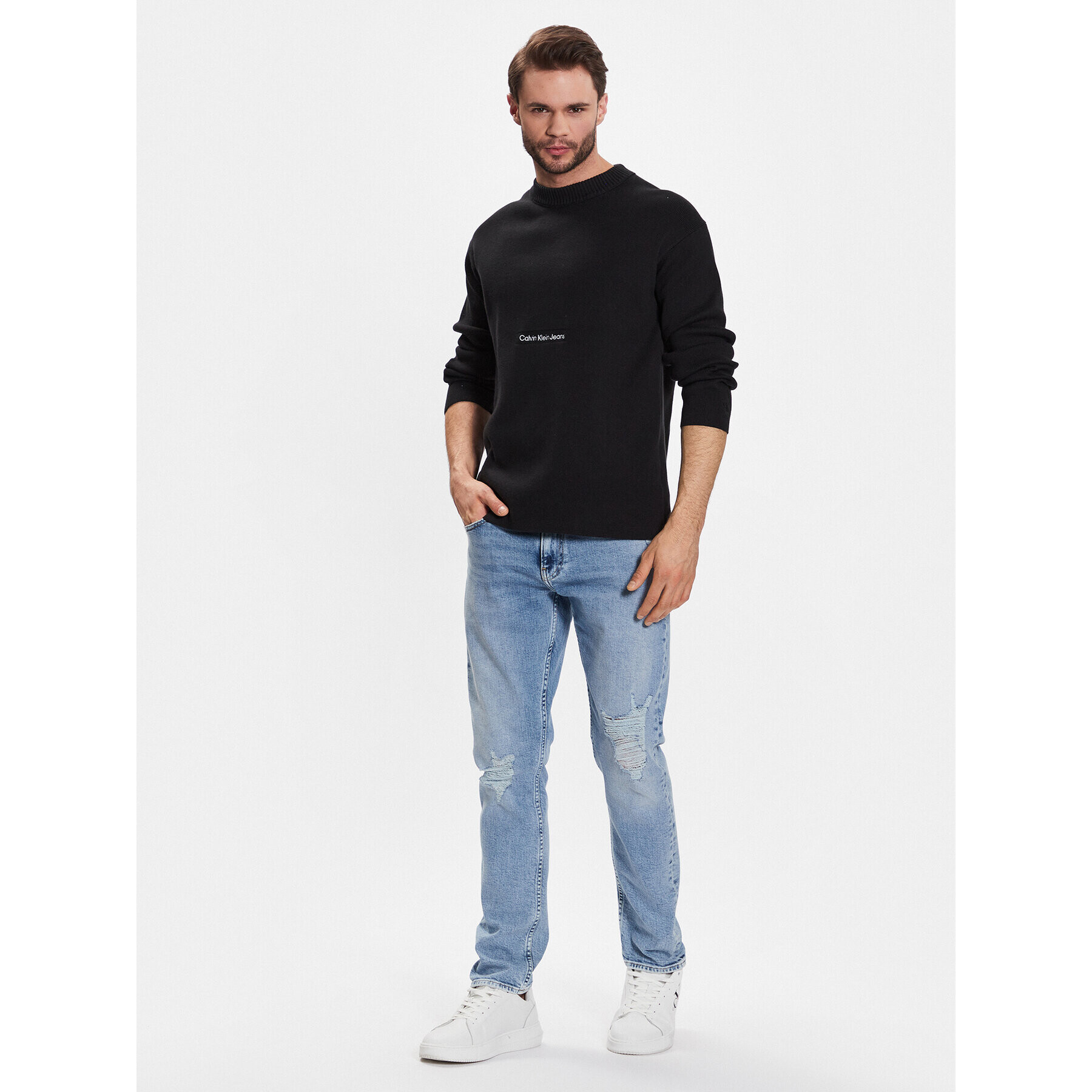 Calvin Klein Jeans Пуловер J30J322859 Черен Regular Fit - Pepit.bg
