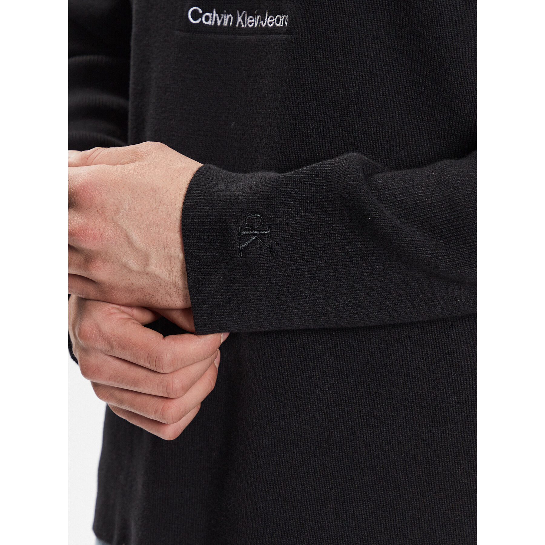 Calvin Klein Jeans Пуловер J30J322859 Черен Regular Fit - Pepit.bg