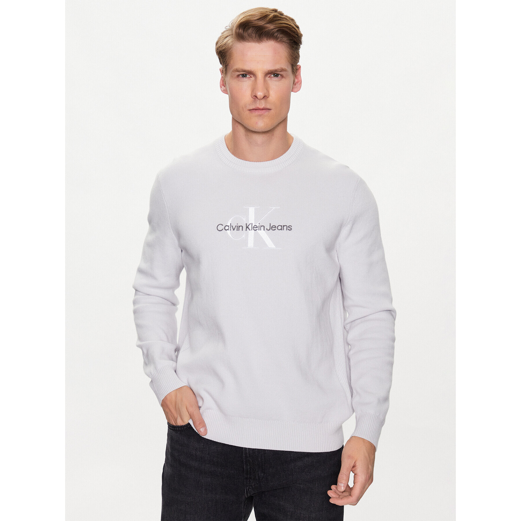 Calvin Klein Jeans Пуловер J30J323295 Сив Regular Fit - Pepit.bg