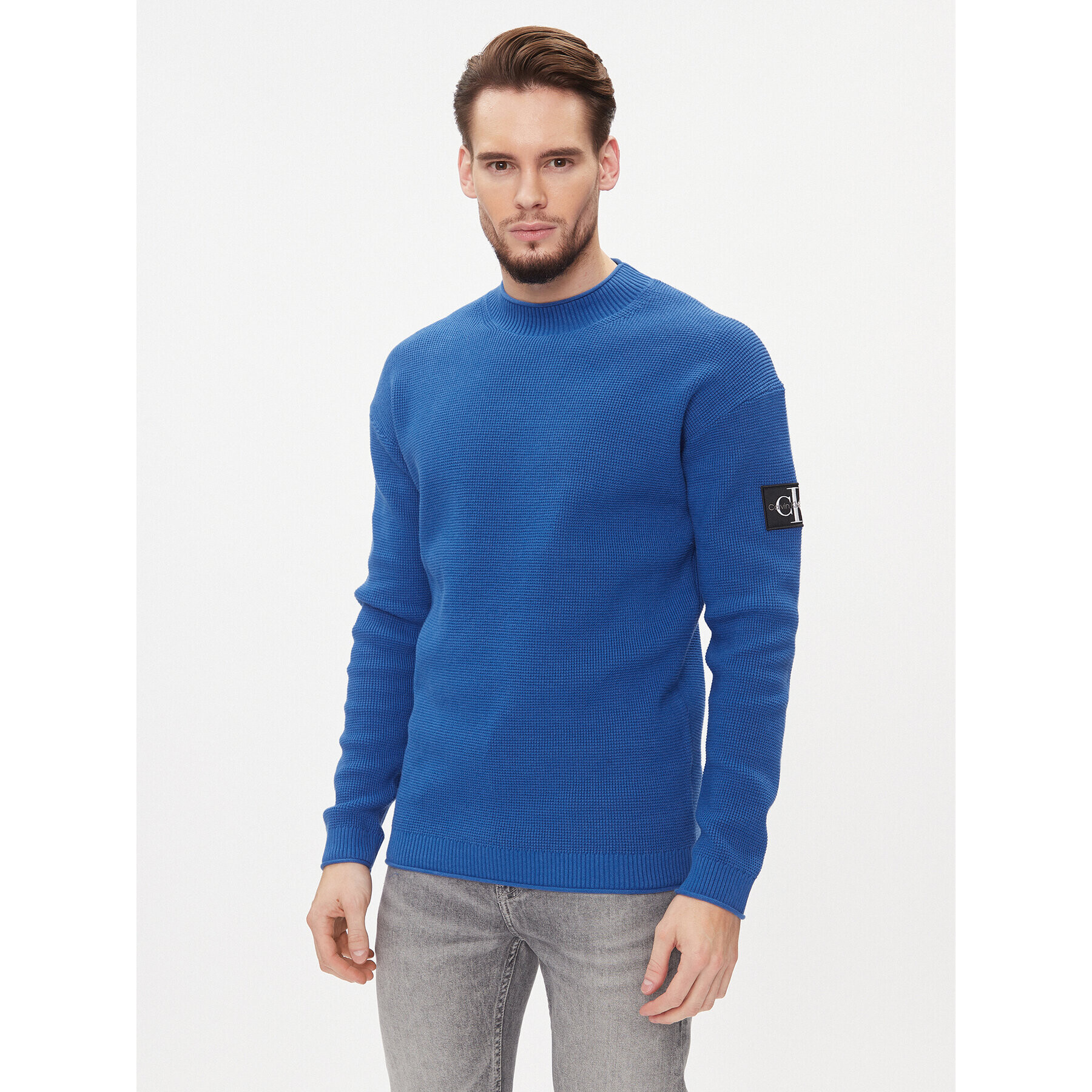 Calvin Klein Jeans Пуловер J30J323986 Син Regular Fit - Pepit.bg
