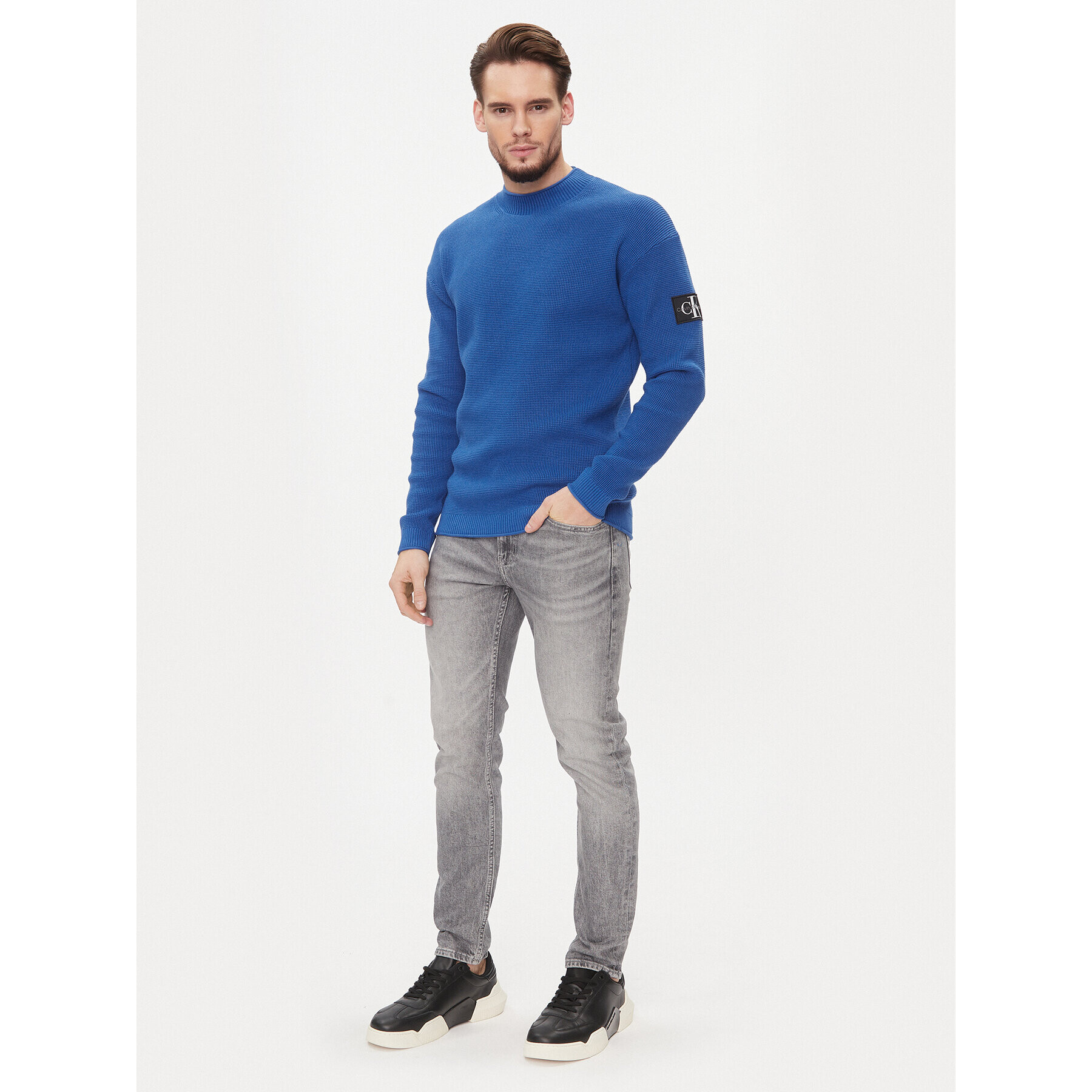 Calvin Klein Jeans Пуловер J30J323986 Син Regular Fit - Pepit.bg