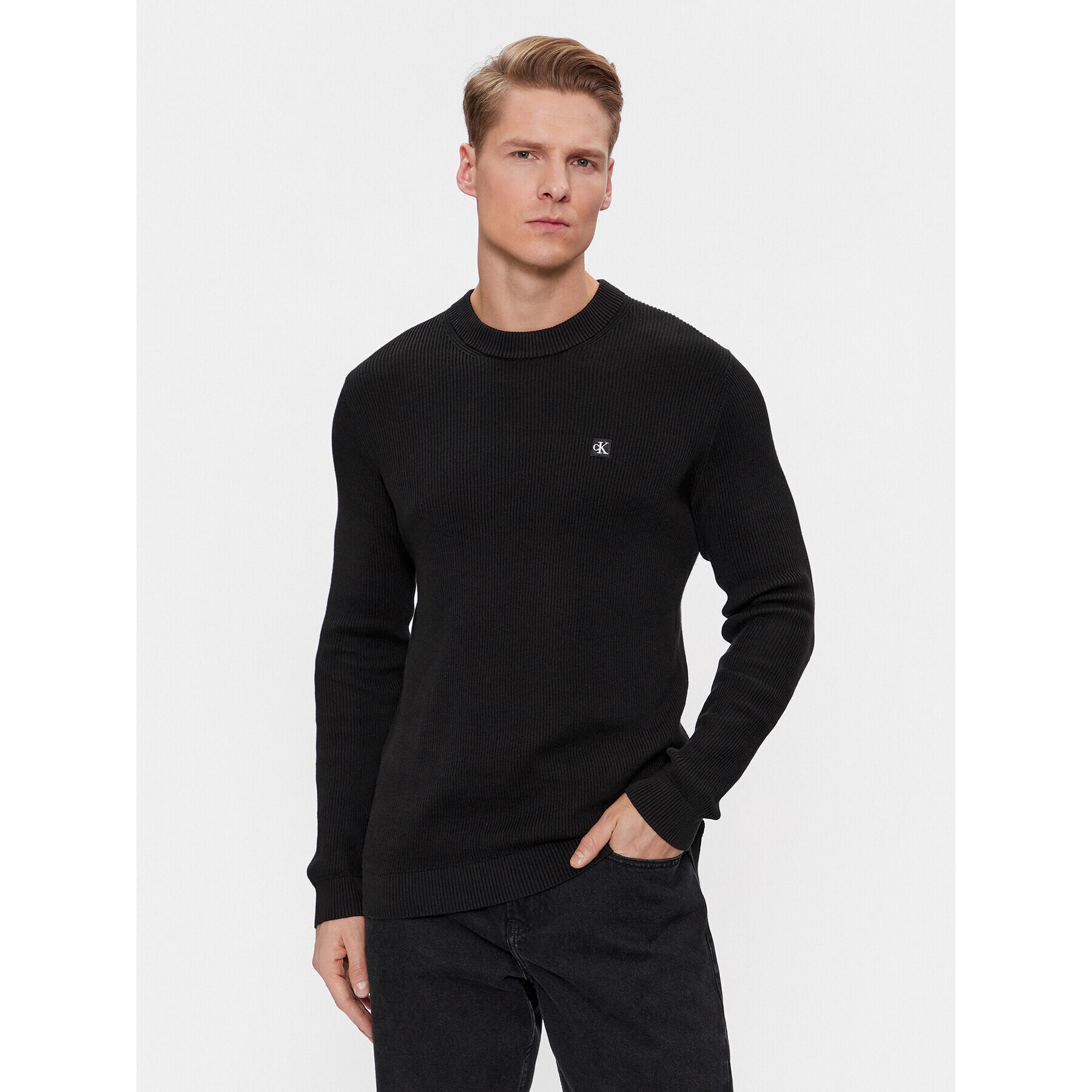 Calvin Klein Jeans Пуловер J30J324598 Черен Regular Fit - Pepit.bg