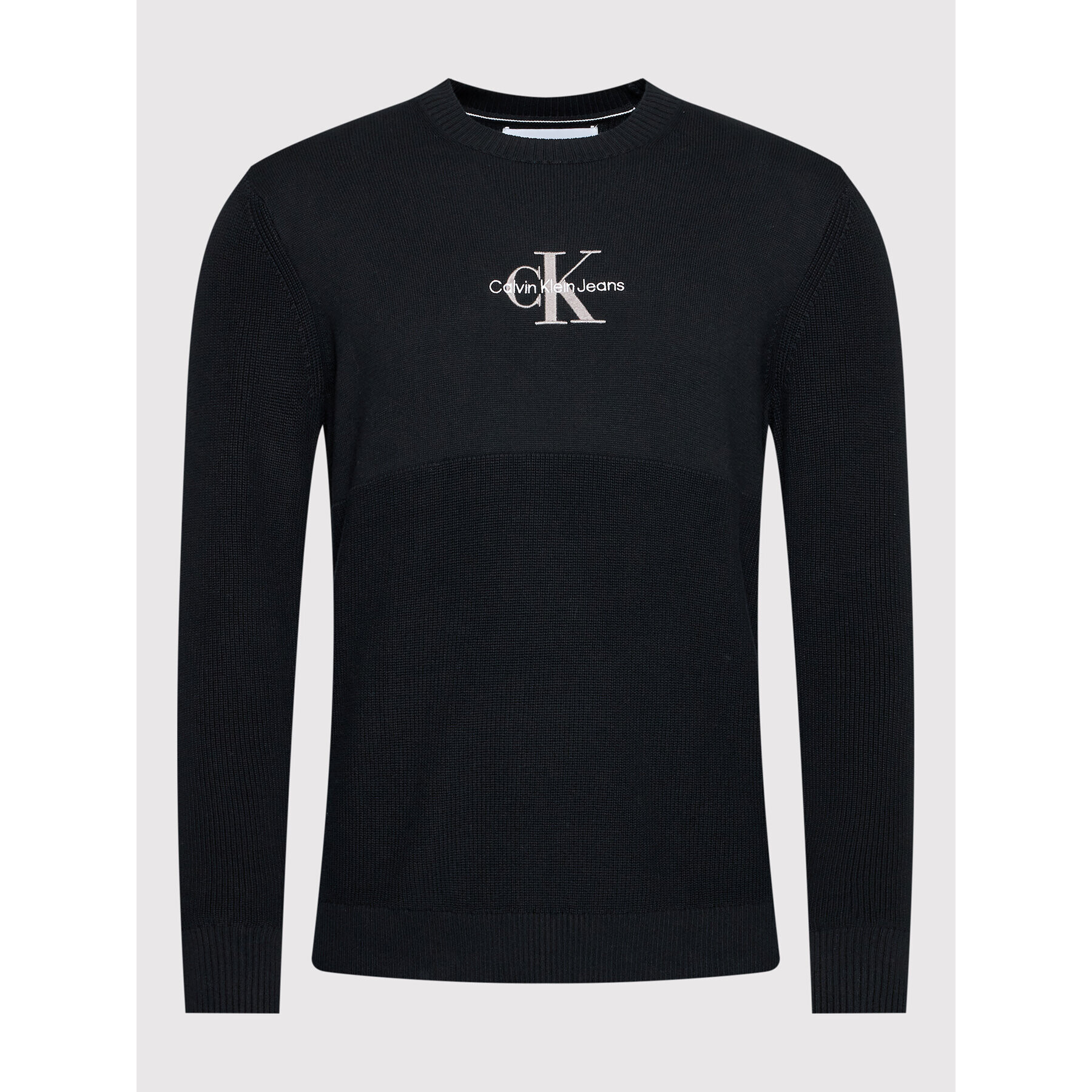 Calvin Klein Jeans Пуловер Monogram J30J320859 Черен Relaxed Fit - Pepit.bg