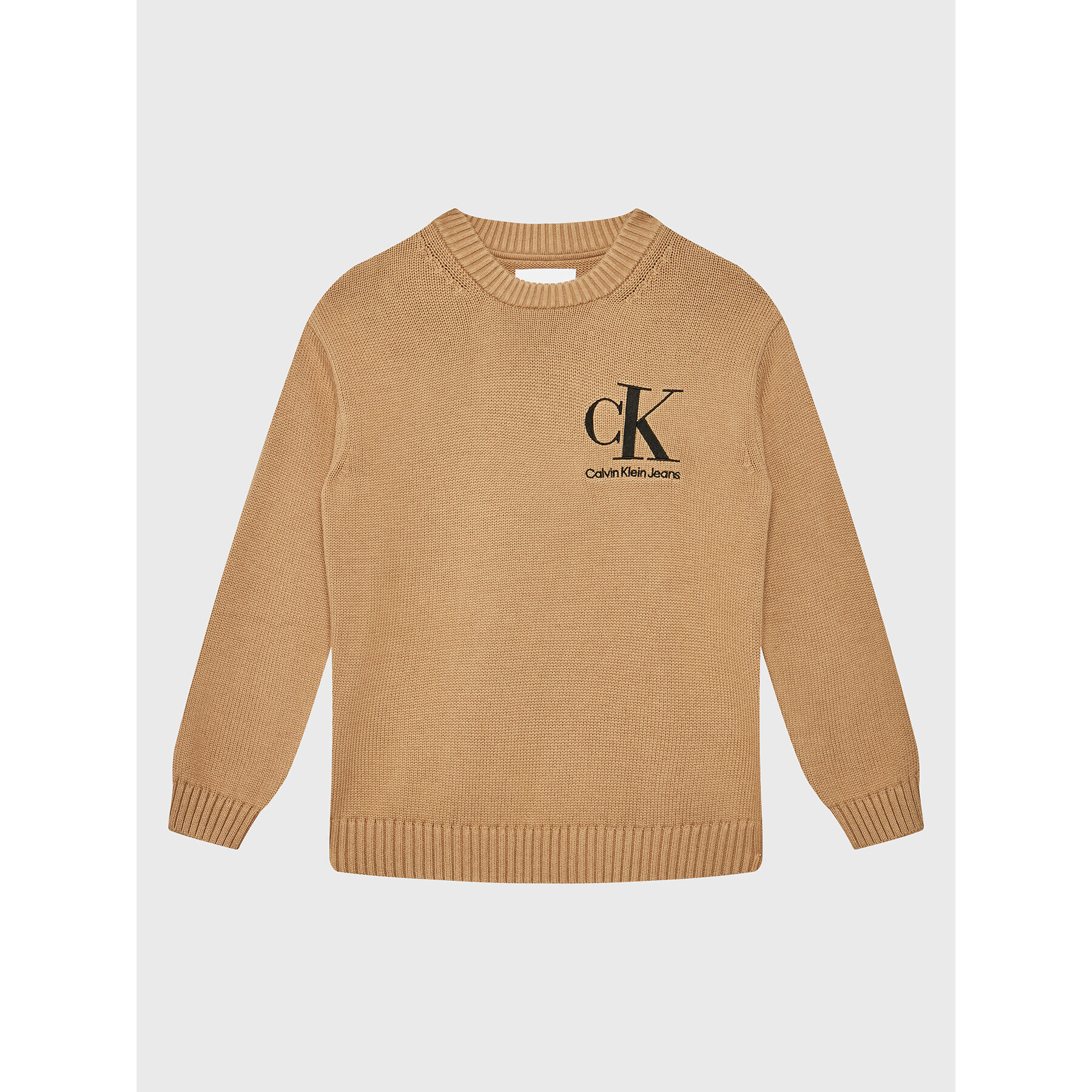 Calvin Klein Jeans Пуловер Monogram Logo IB0IB01367 Бежов Regular Fit - Pepit.bg
