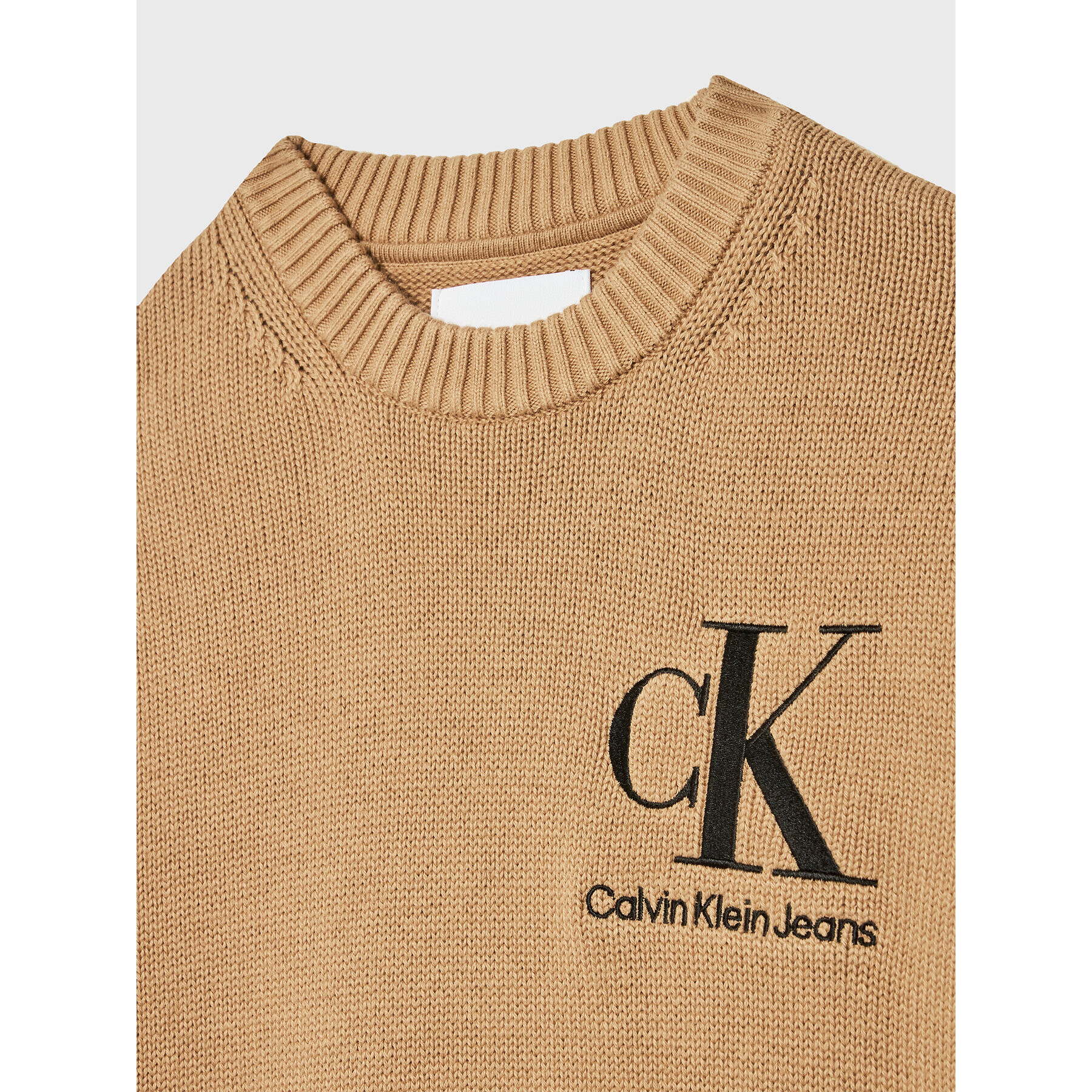 Calvin Klein Jeans Пуловер Monogram Logo IB0IB01367 Бежов Regular Fit - Pepit.bg