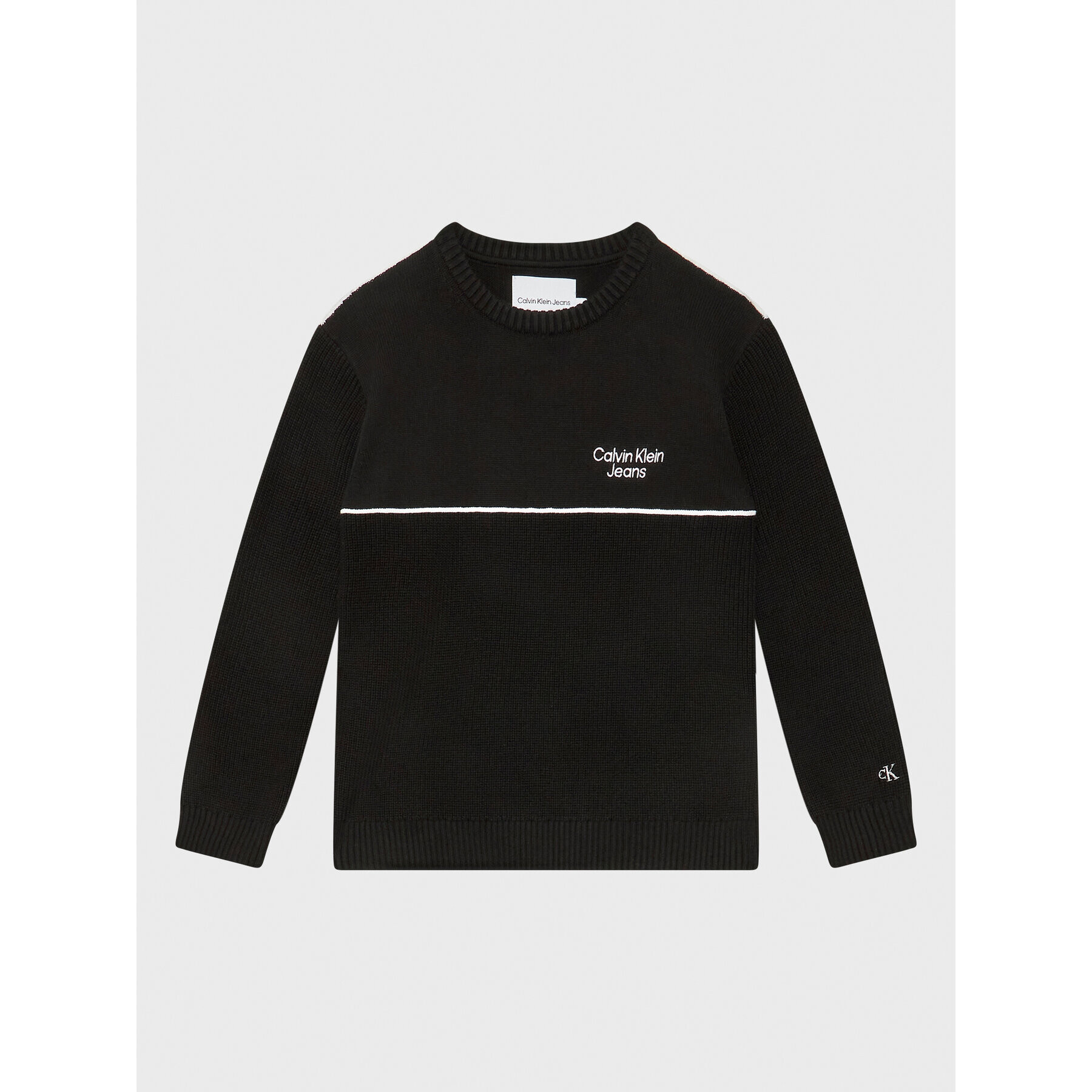Calvin Klein Jeans Пуловер Piping Stack Logo IB0IB01363 Черен Regular Fit - Pepit.bg