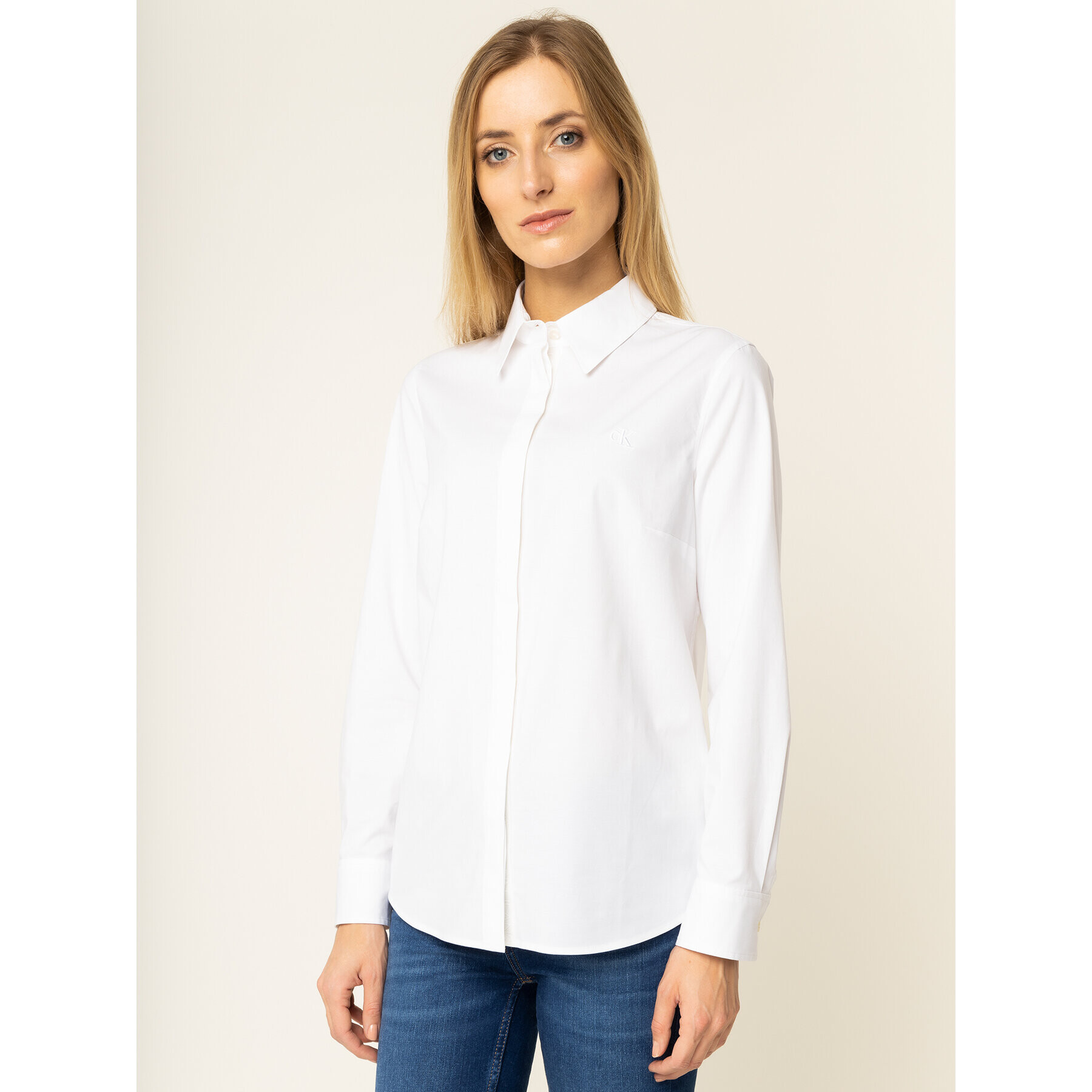Calvin Klein Jeans Риза J20J212885 Бял Regular Fit - Pepit.bg