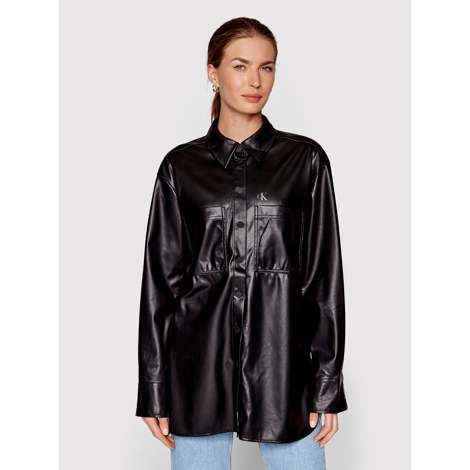 Calvin Klein Jeans Риза J20J218955 Черен Oversize - Pepit.bg
