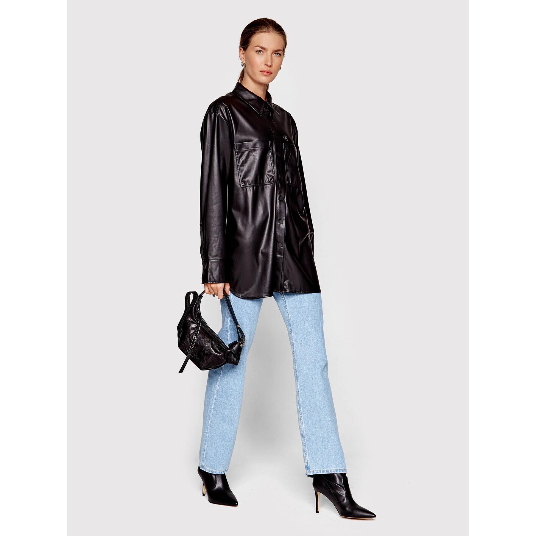 Calvin Klein Jeans Риза J20J218955 Черен Oversize - Pepit.bg