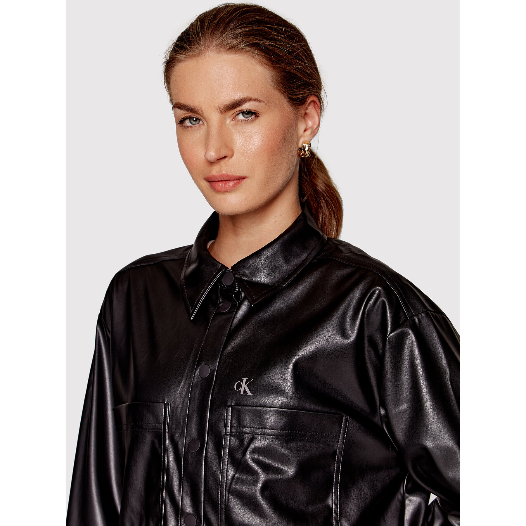 Calvin Klein Jeans Риза J20J218955 Черен Oversize - Pepit.bg