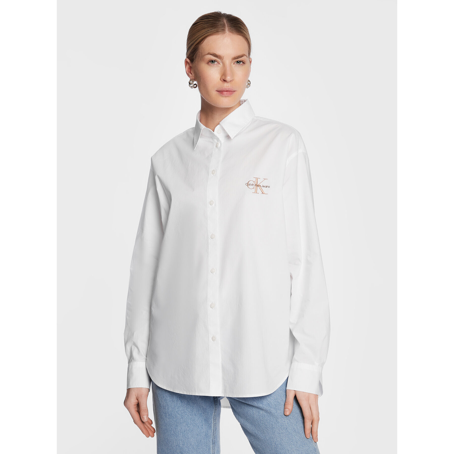 Calvin Klein Jeans Риза J20J220515 Бял Regular Fit - Pepit.bg
