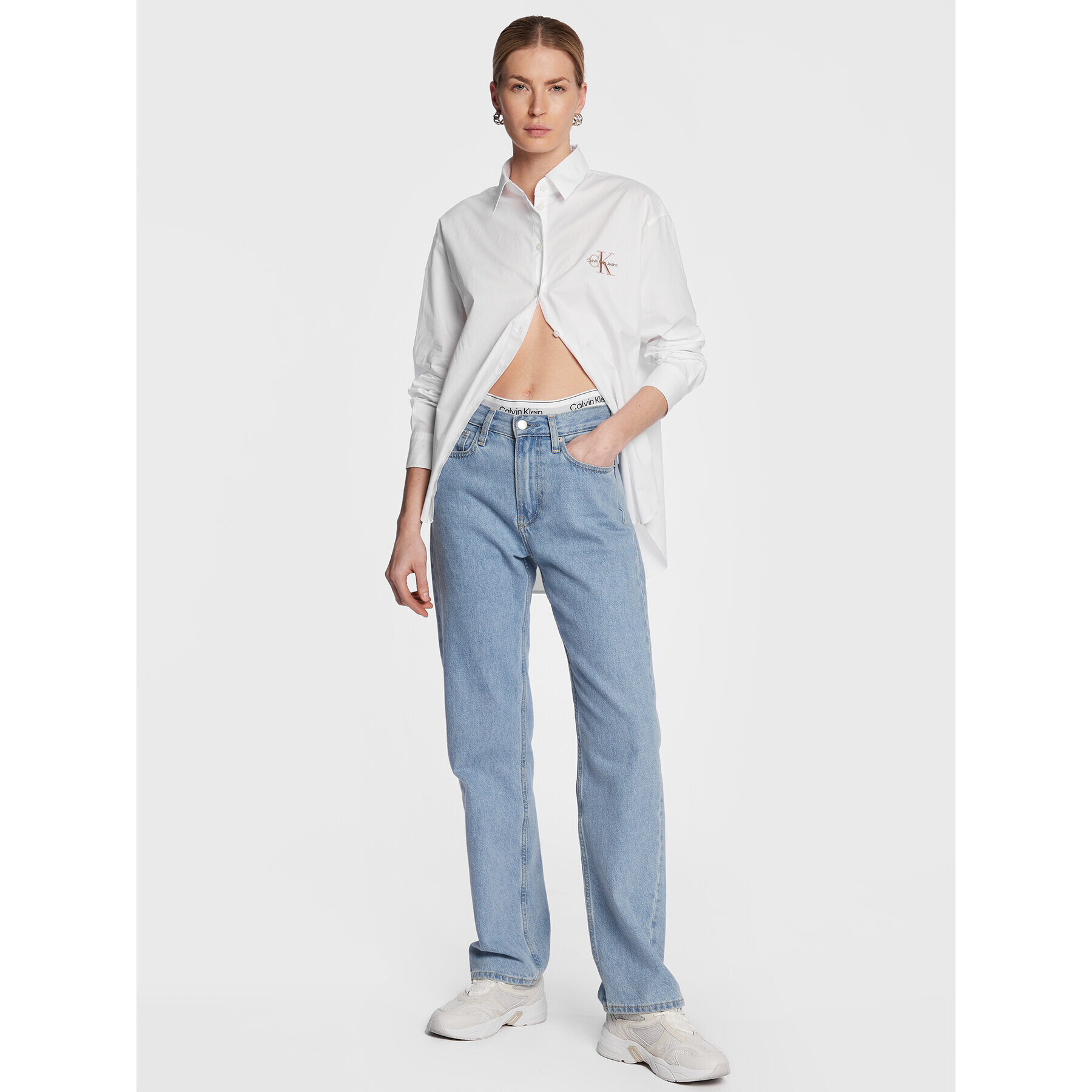 Calvin Klein Jeans Риза J20J220515 Бял Regular Fit - Pepit.bg