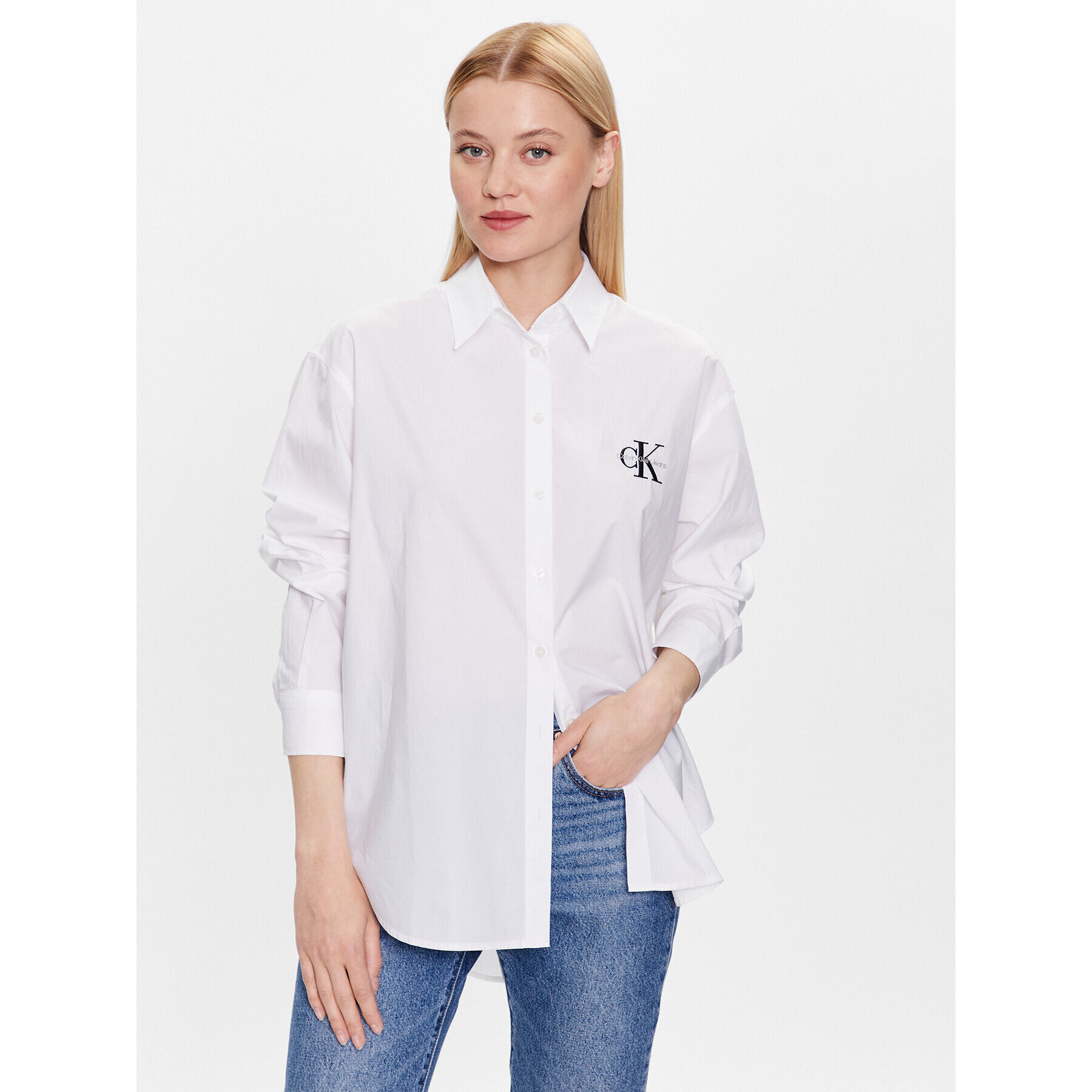 Calvin Klein Jeans Риза J20J220515 Бял Regular Fit - Pepit.bg