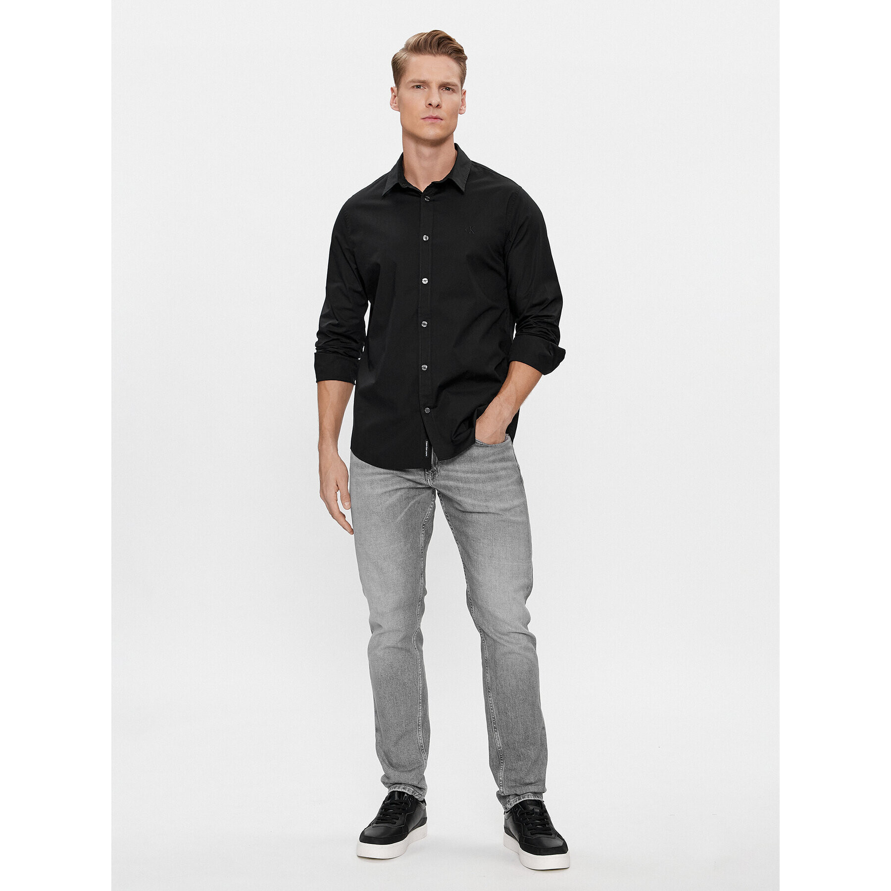 Calvin Klein Jeans Риза J30J324614 Черен Slim Fit - Pepit.bg