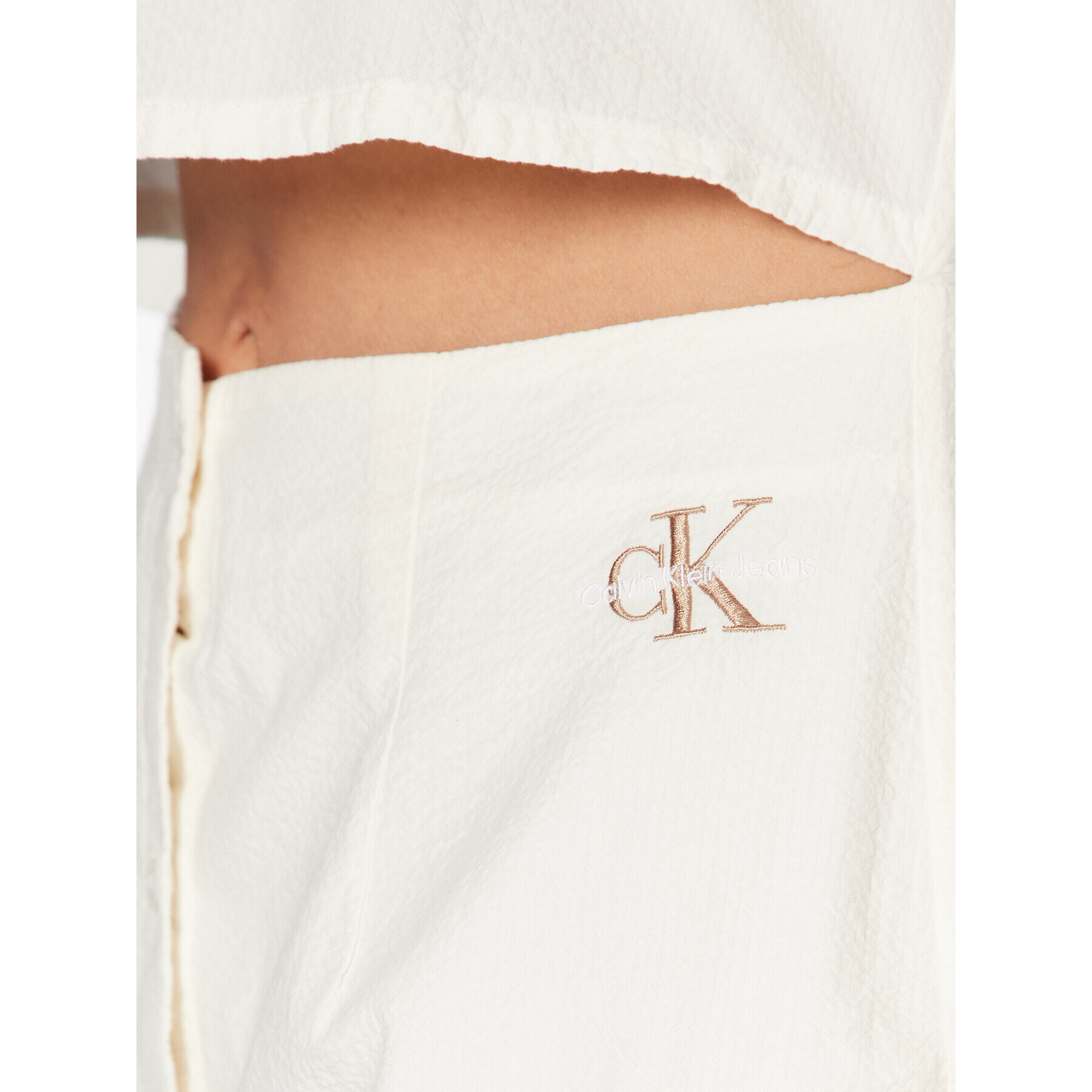 Calvin Klein Jeans Рокля тип риза J20J221133 Екрю Regular Fit - Pepit.bg