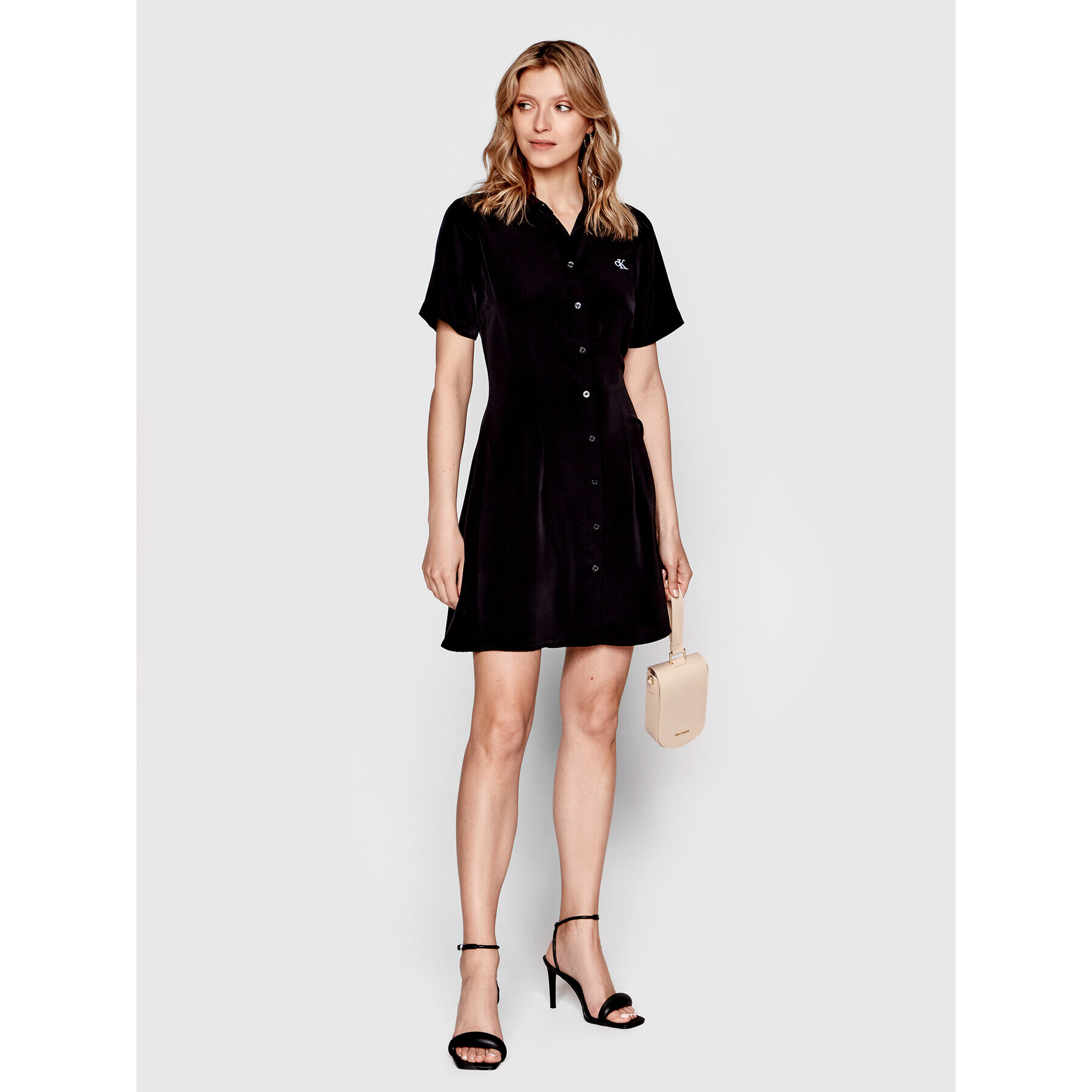 Calvin Klein Jeans Рокля тип риза J20J218342 Черен Regular Fit - Pepit.bg