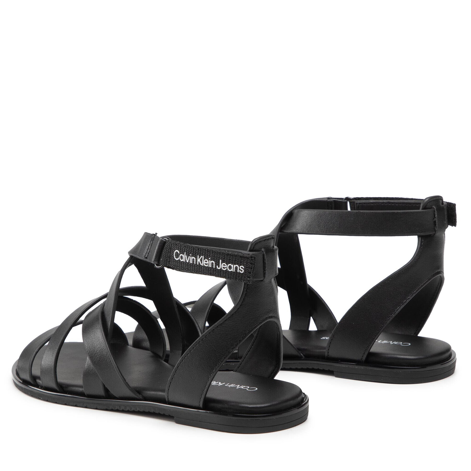 Calvin Klein Jeans Сандали Flat Sandal Strappy Lth YW0YW00547 Черен - Pepit.bg