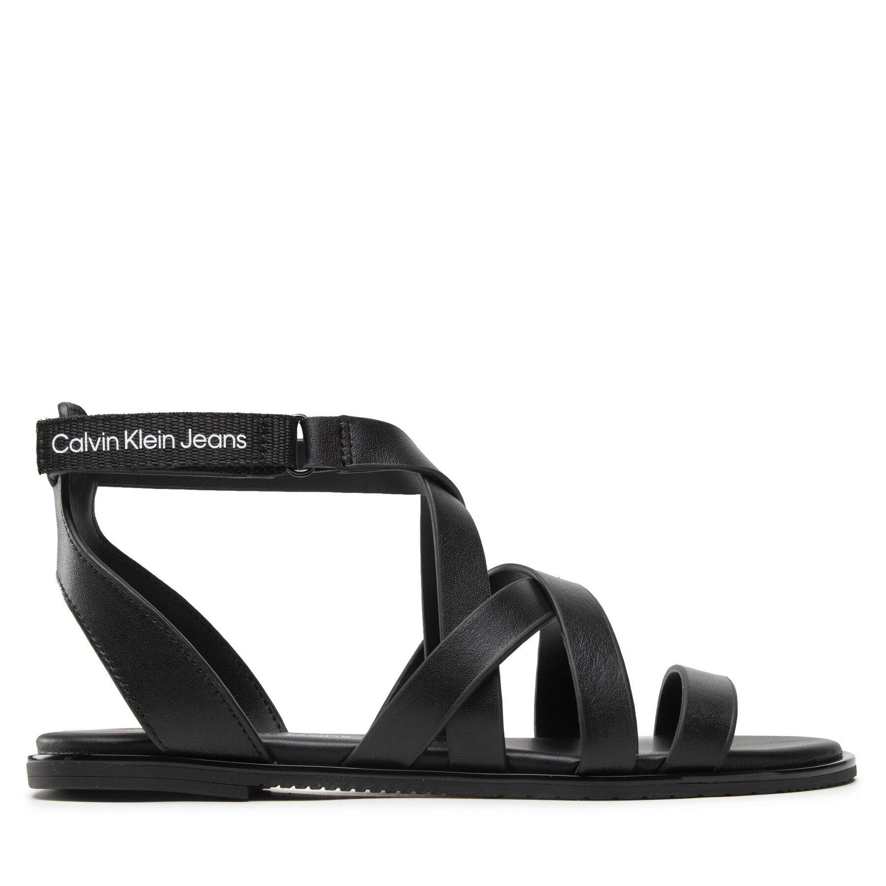 Calvin Klein Jeans Сандали Flat Sandal Strappy Lth YW0YW00547 Черен - Pepit.bg