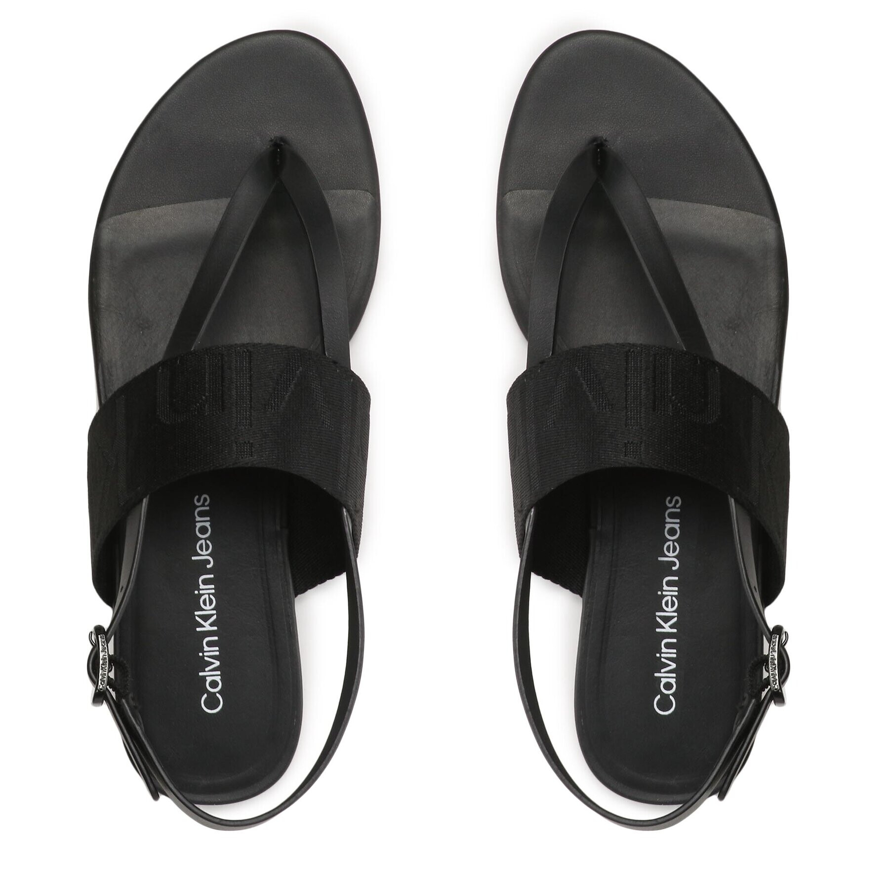 Calvin Klein Jeans Сандали Flat Sandal Toepost Webbing YW0YW00956 Черен - Pepit.bg