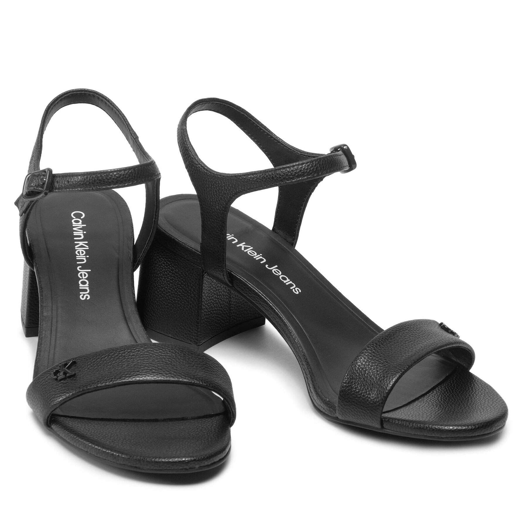 Calvin Klein Jeans Сандали Heel Sandal Strap Lth YW0YW00554 Черен - Pepit.bg