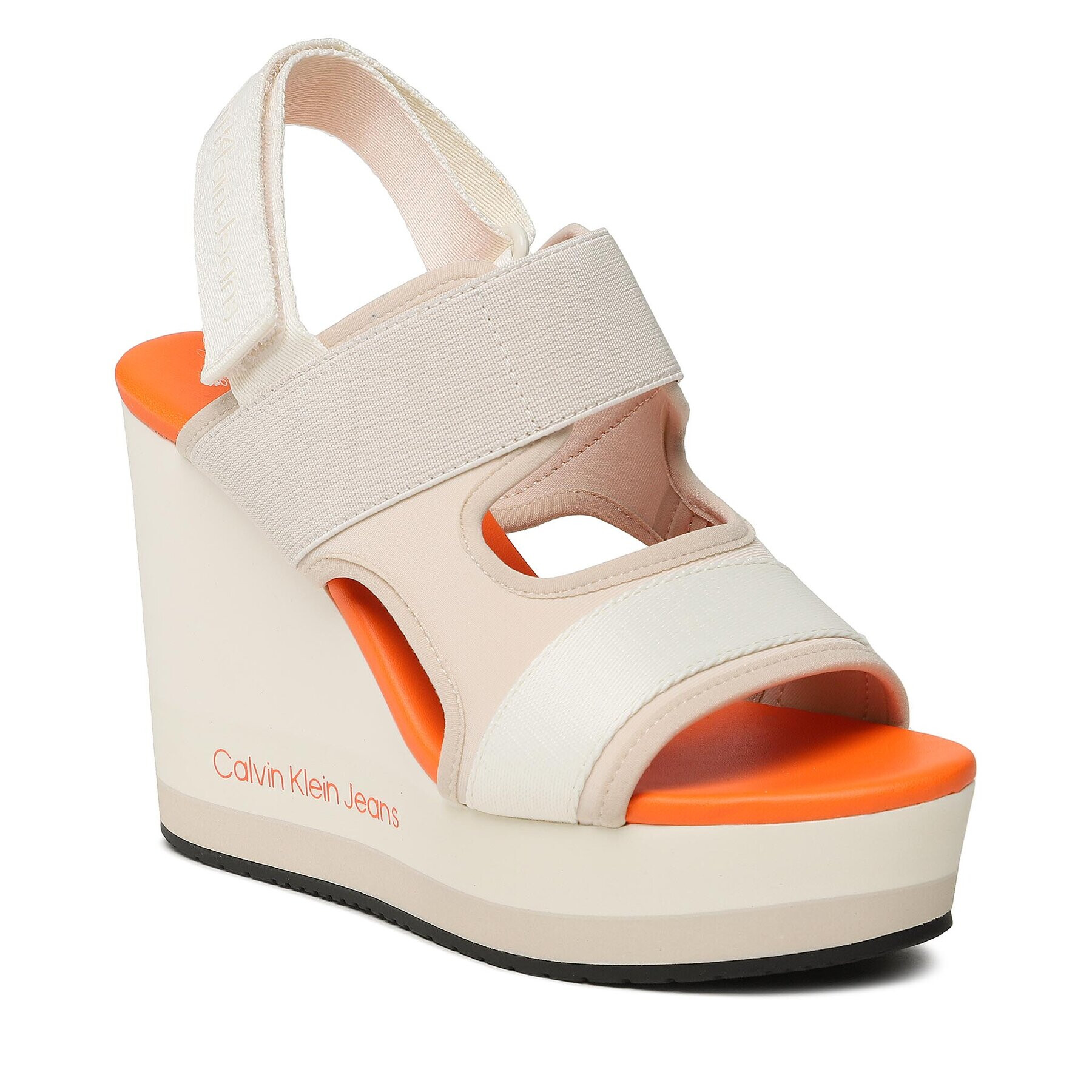 Calvin Klein Jeans Сандали Wedge Sandal Webbing YW0YW01073 Екрю - Pepit.bg