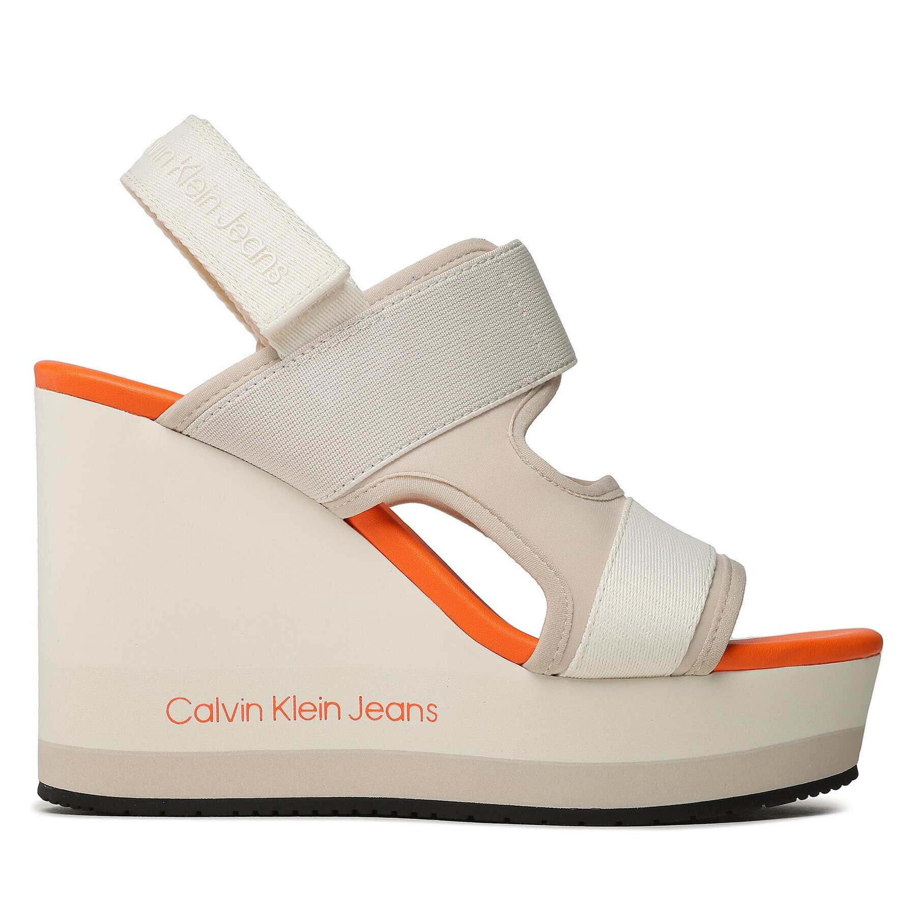 Calvin Klein Jeans Сандали Wedge Sandal Webbing YW0YW01073 Екрю - Pepit.bg