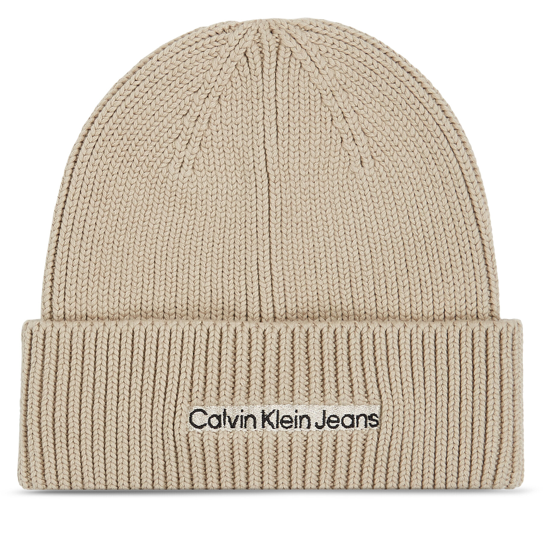 Calvin Klein Jeans Шапка Institutional Patch Beanie K50K509895 Сив - Pepit.bg