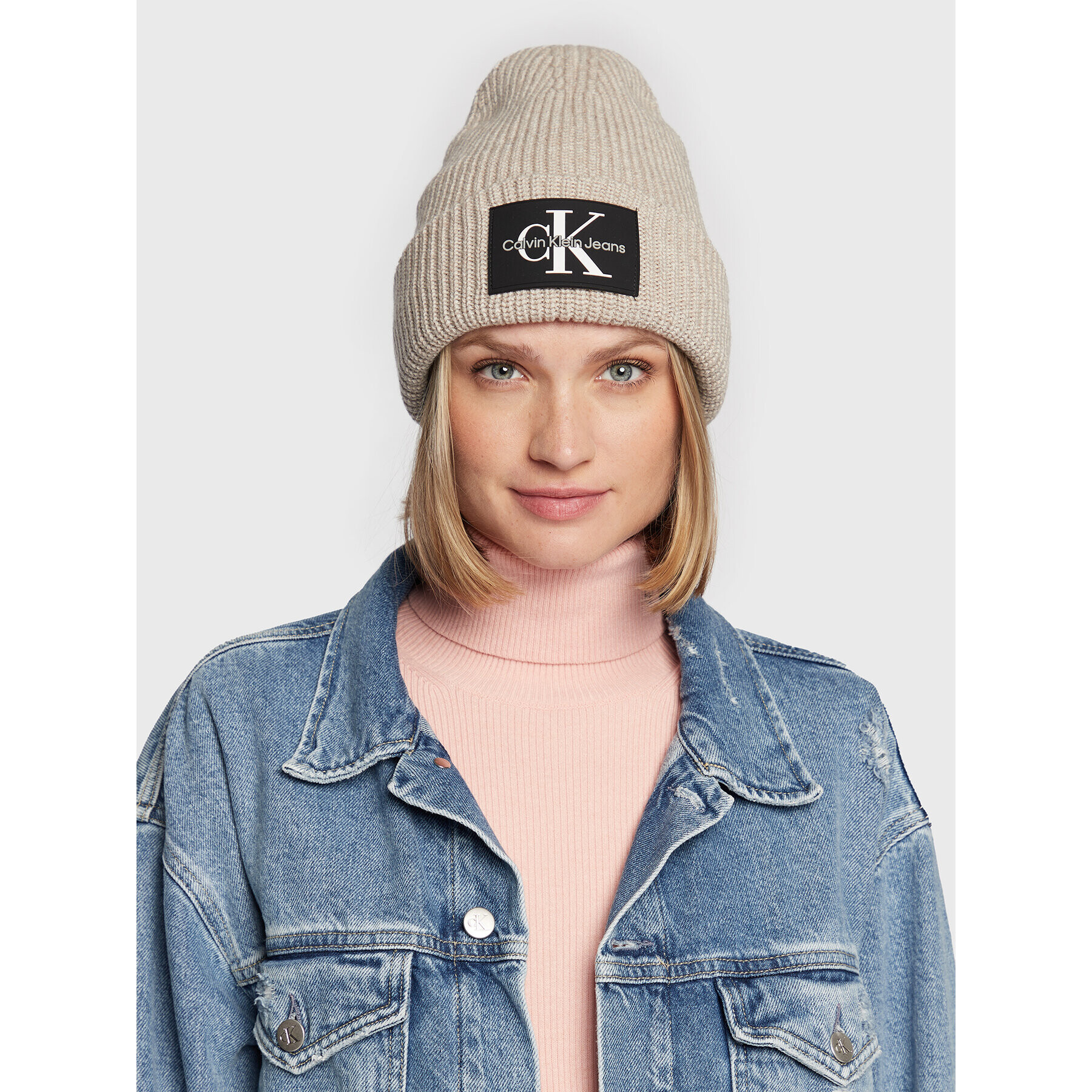 Calvin Klein Jeans Шапка Monogram Patch K60K607383 Бежов - Pepit.bg